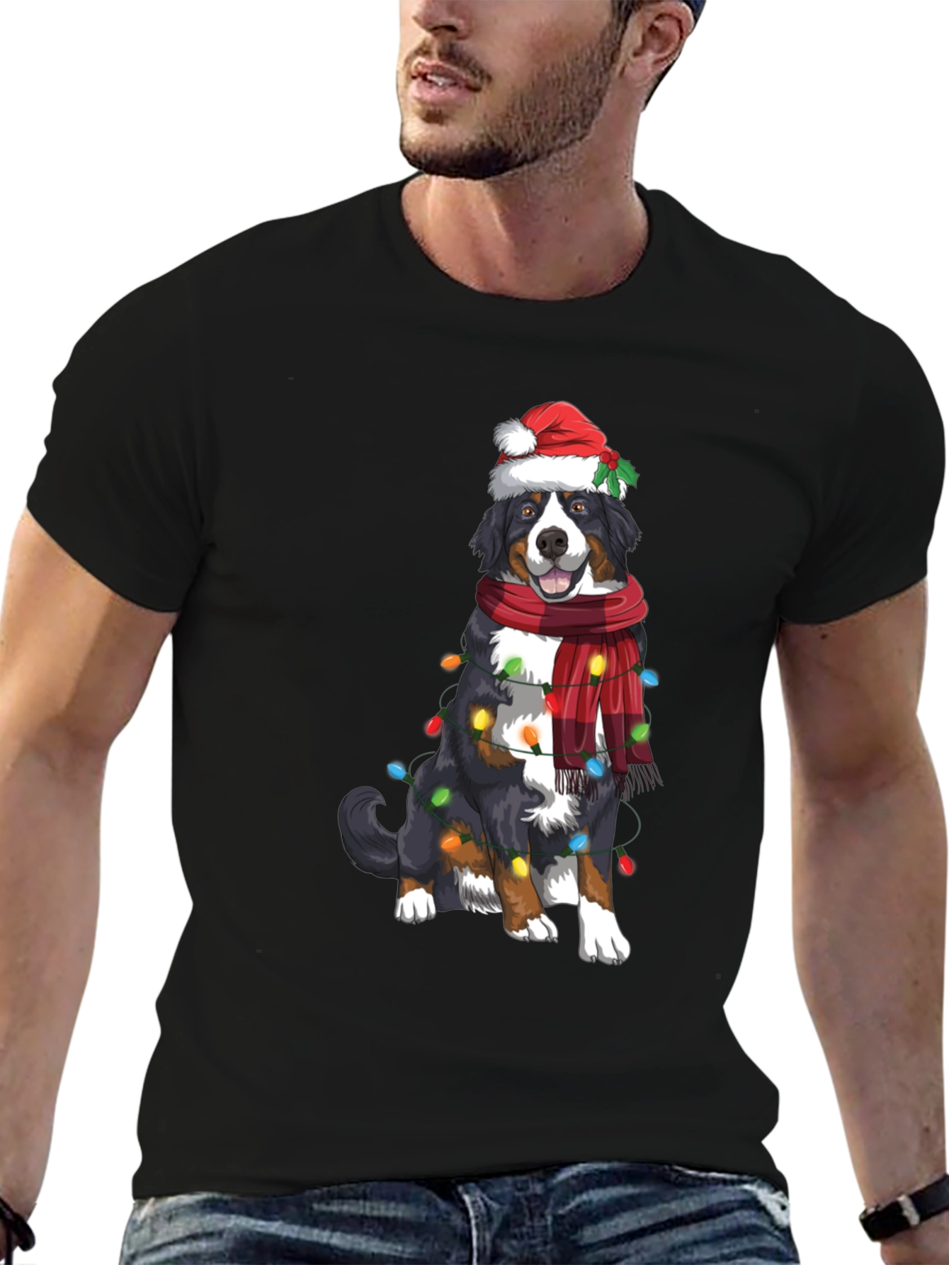 Festive Bernese Mountain Dog Christmas T-Shirt