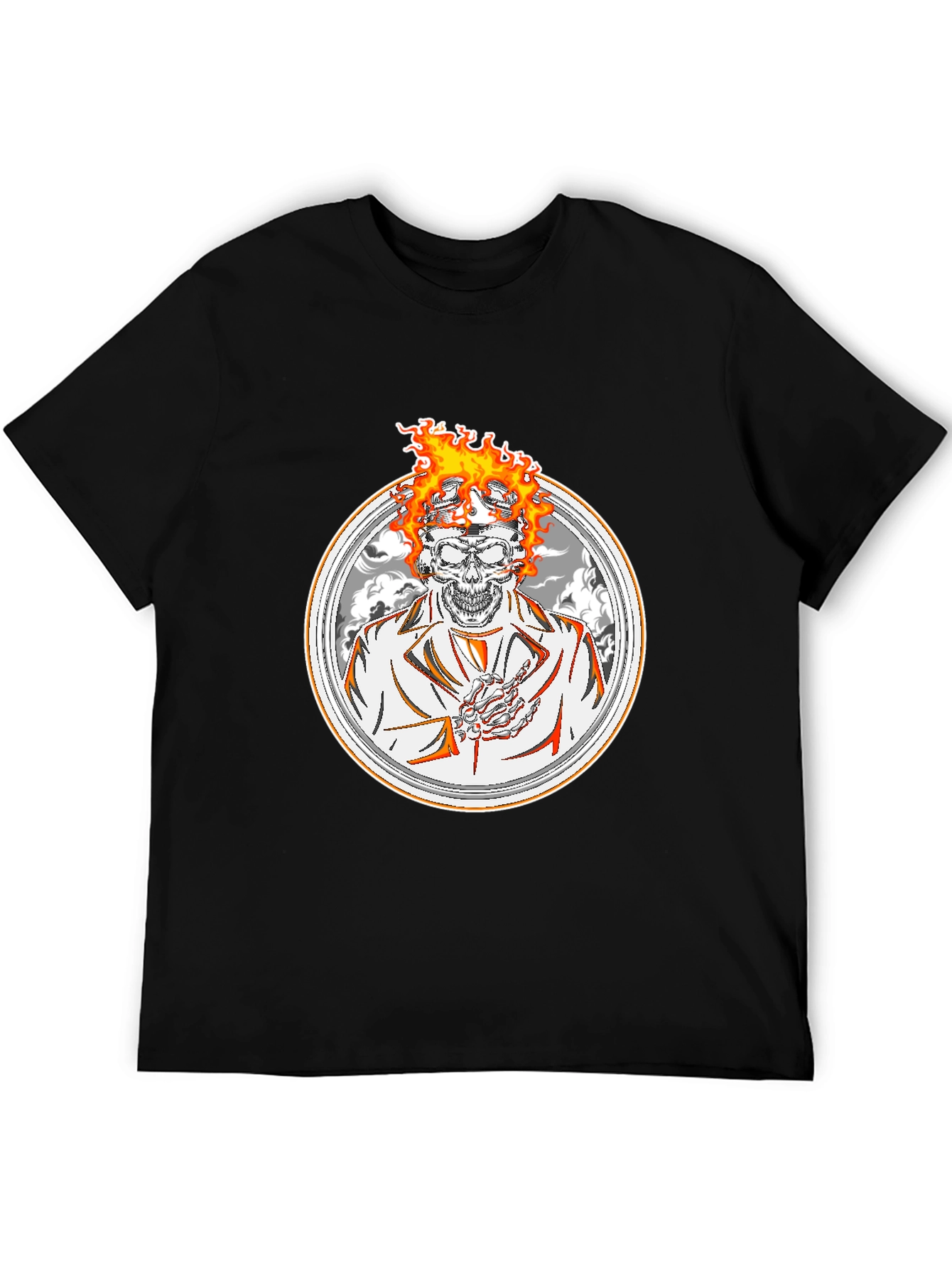 Skull Rider T-Shirt - Flaming Head Design