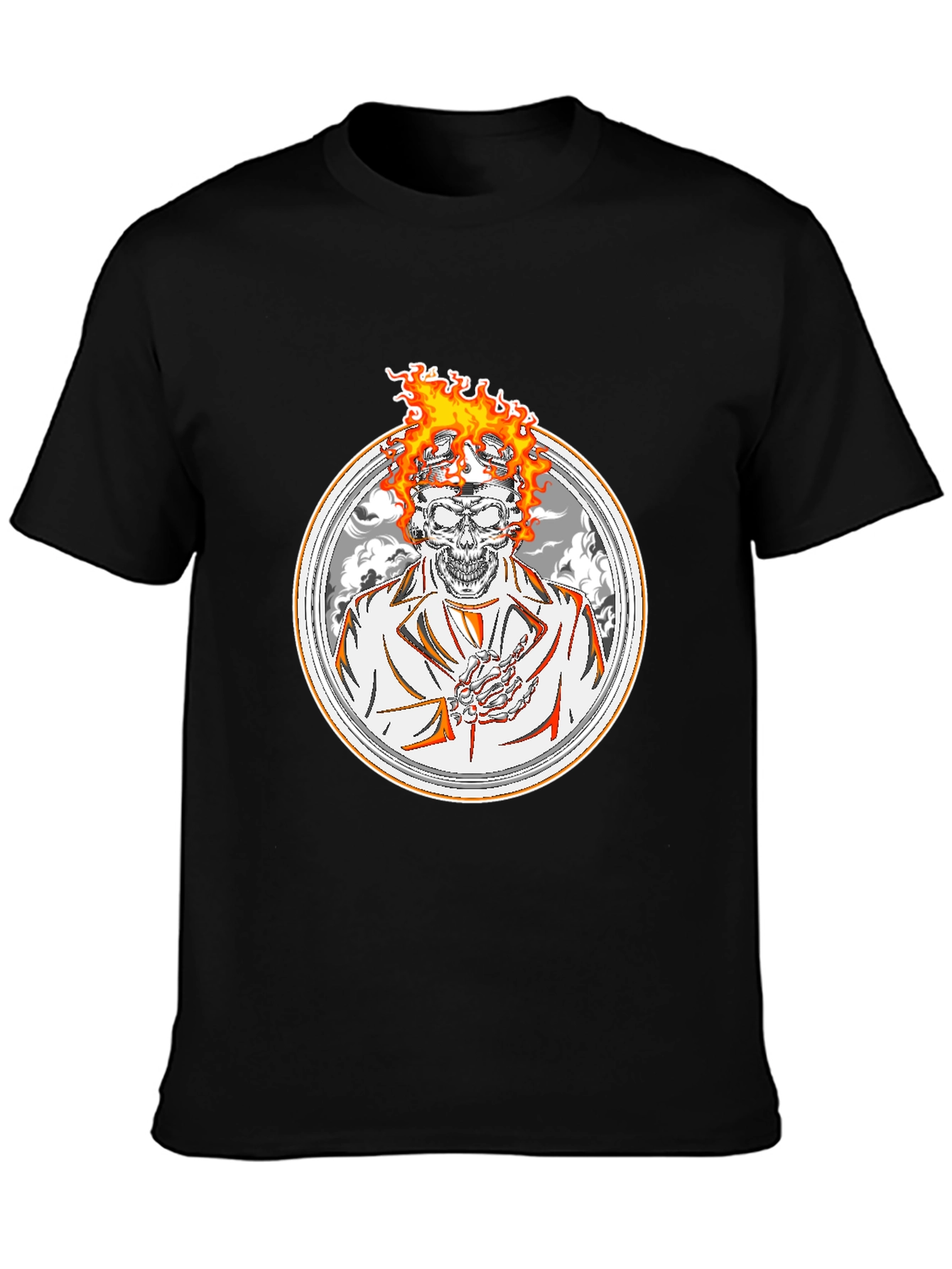 Skull Rider T-Shirt - Flaming Head Design