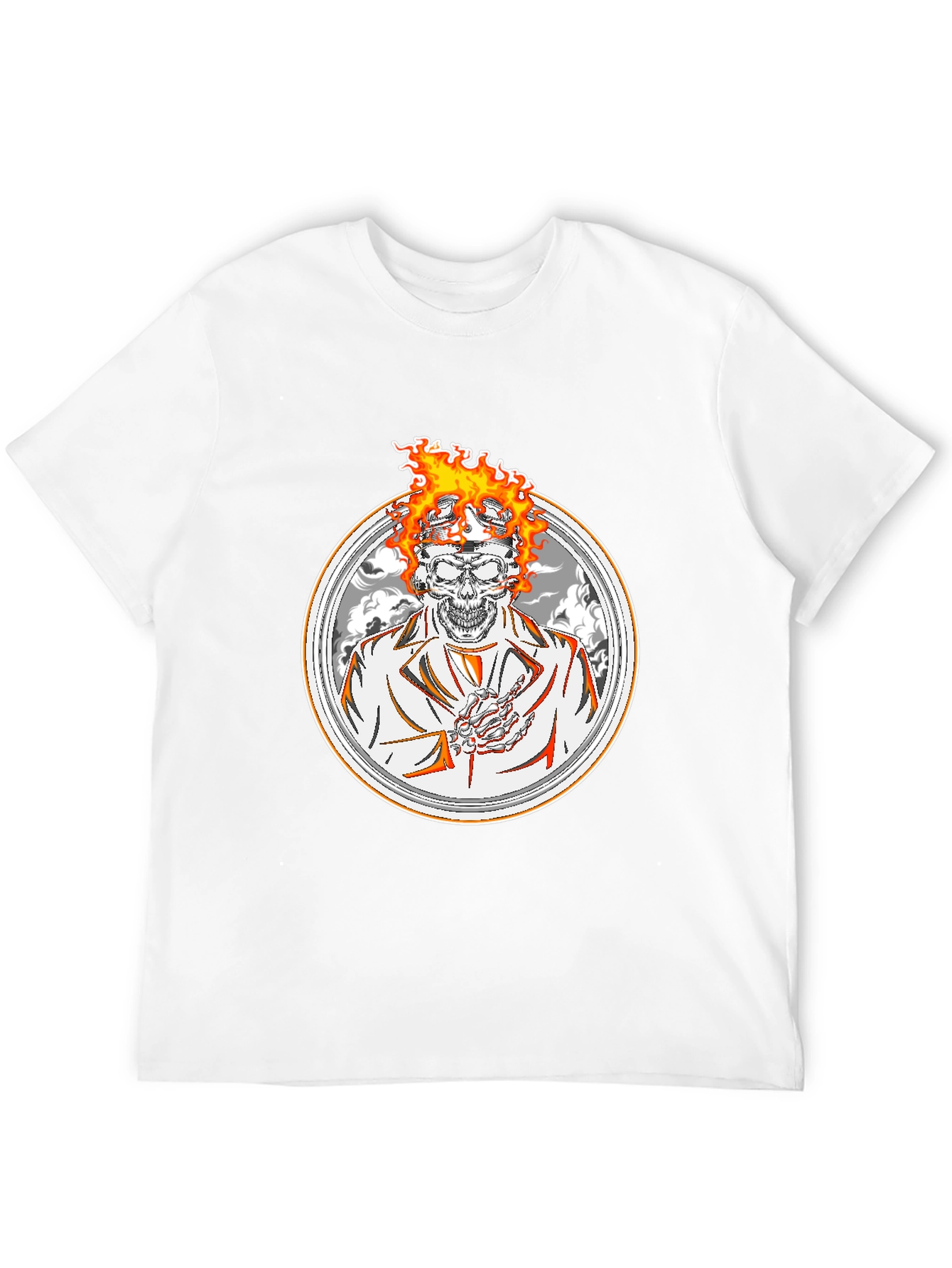 Skull Rider T-Shirt - Flaming Head Design