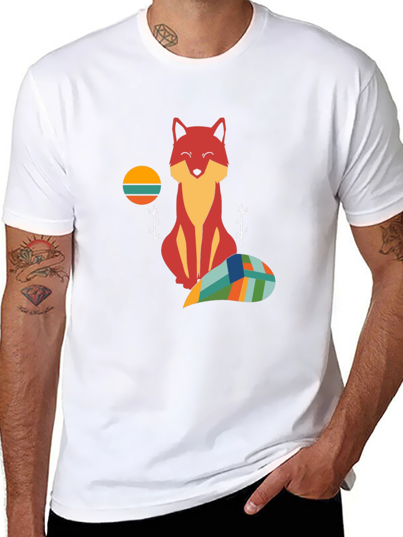 Geometric Fox Graphic T-Shirt