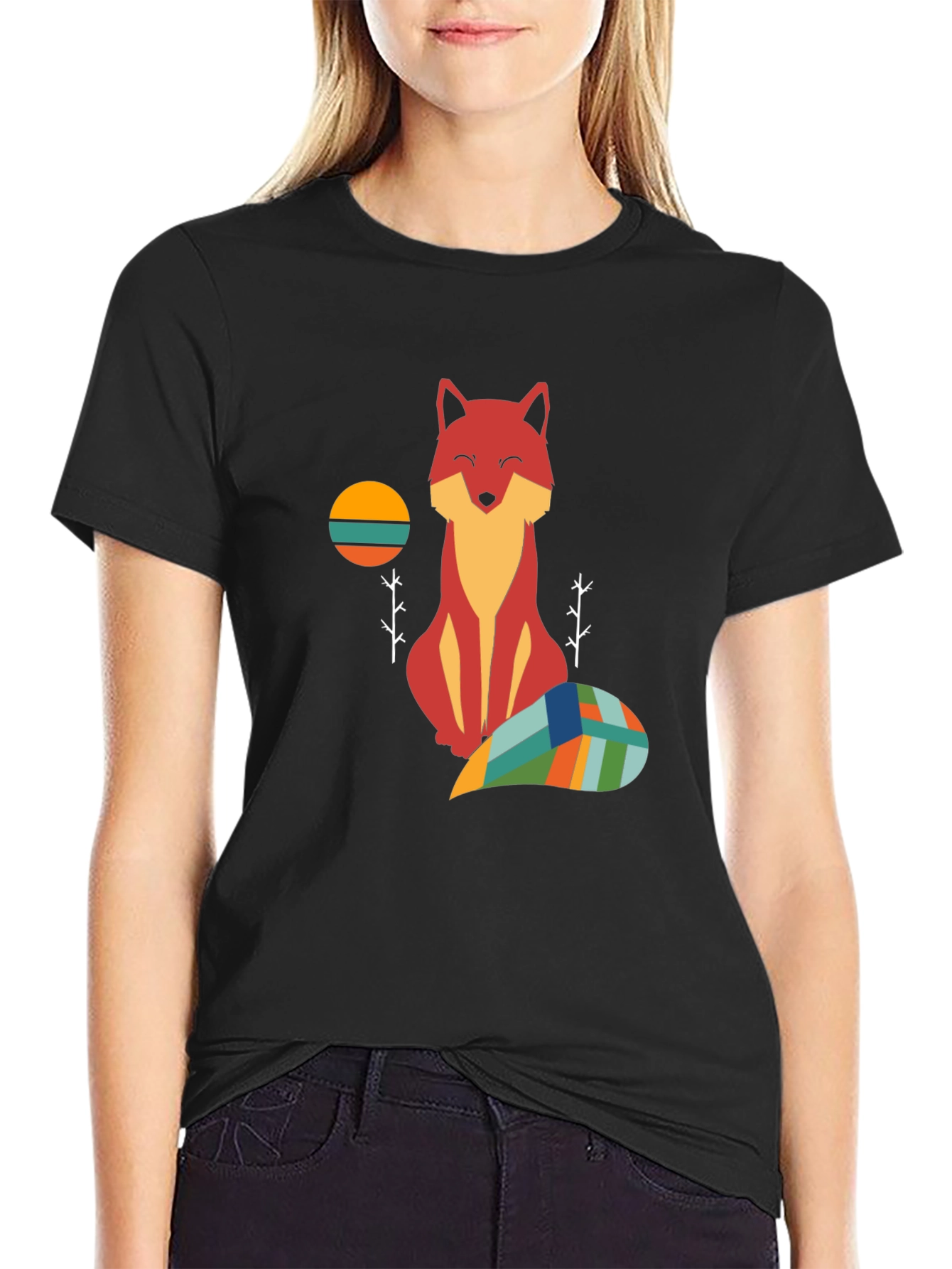 Geometric Fox Graphic T-Shirt