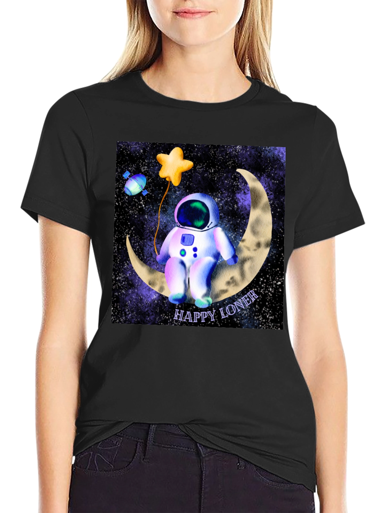 Happy Loner Astronaut Graphic T-Shirt