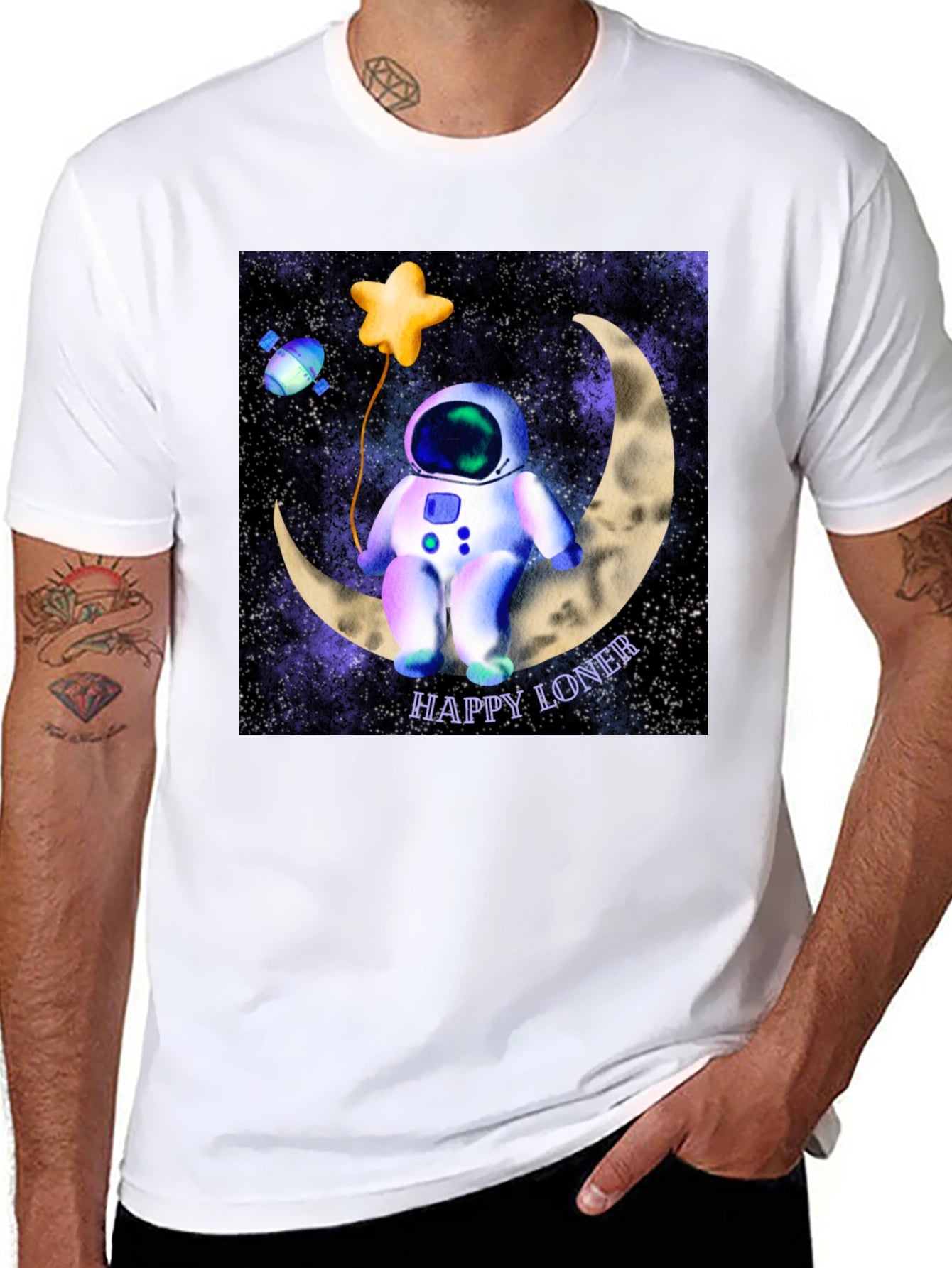 Happy Loner Astronaut Graphic T-Shirt
