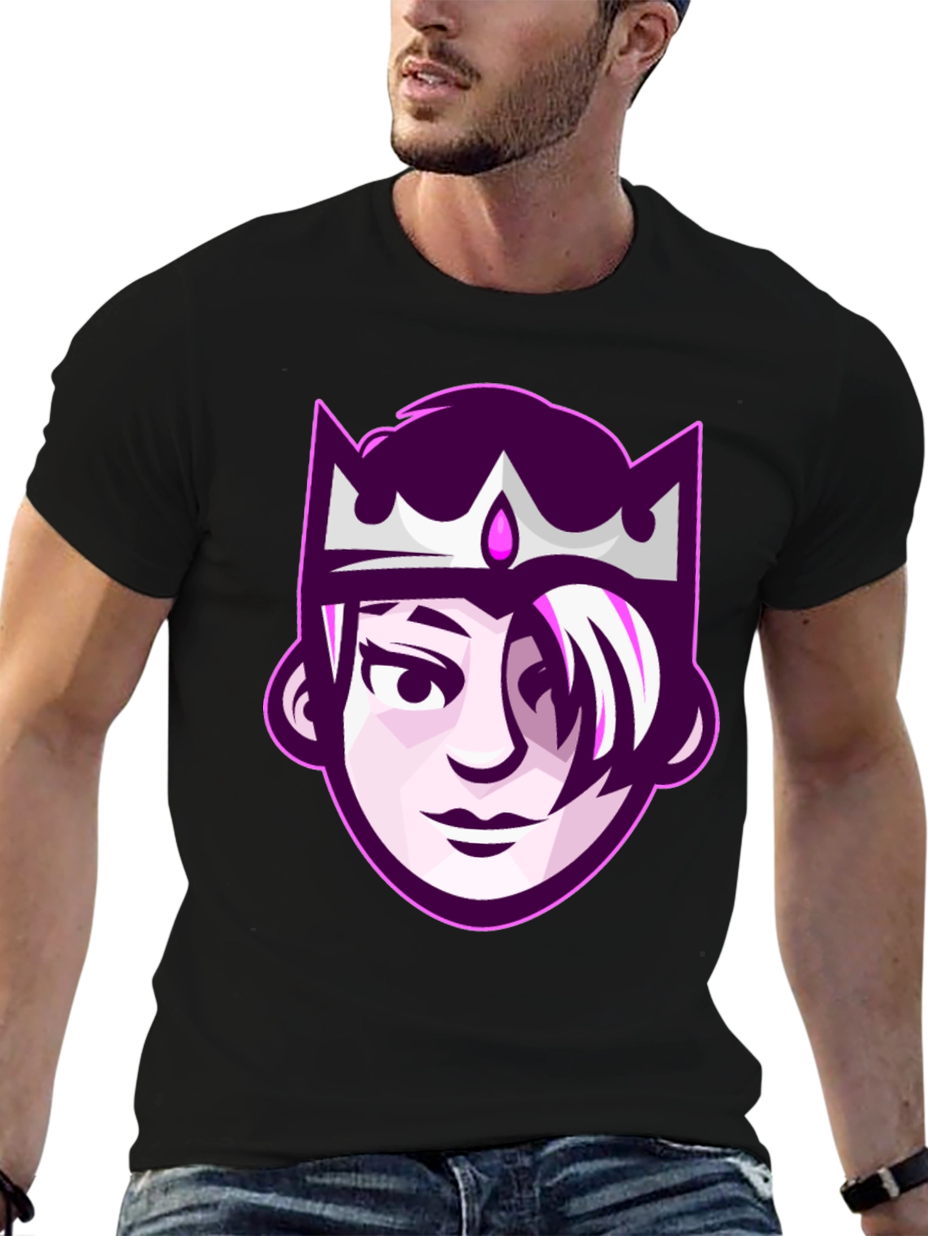 Queen Cartoon Graphic Tee - Black Unisex T-Shirt