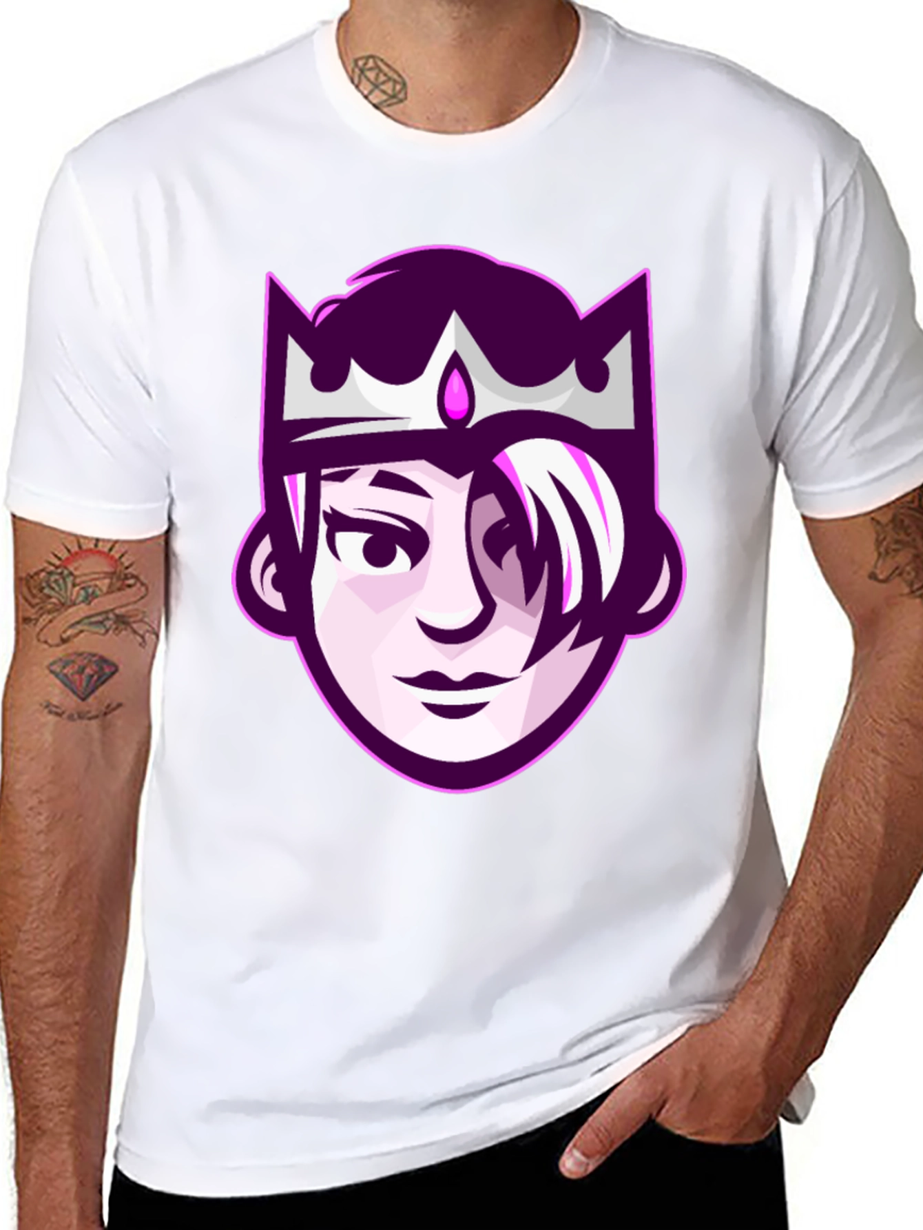 Queen Cartoon Graphic Tee - Black Unisex T-Shirt