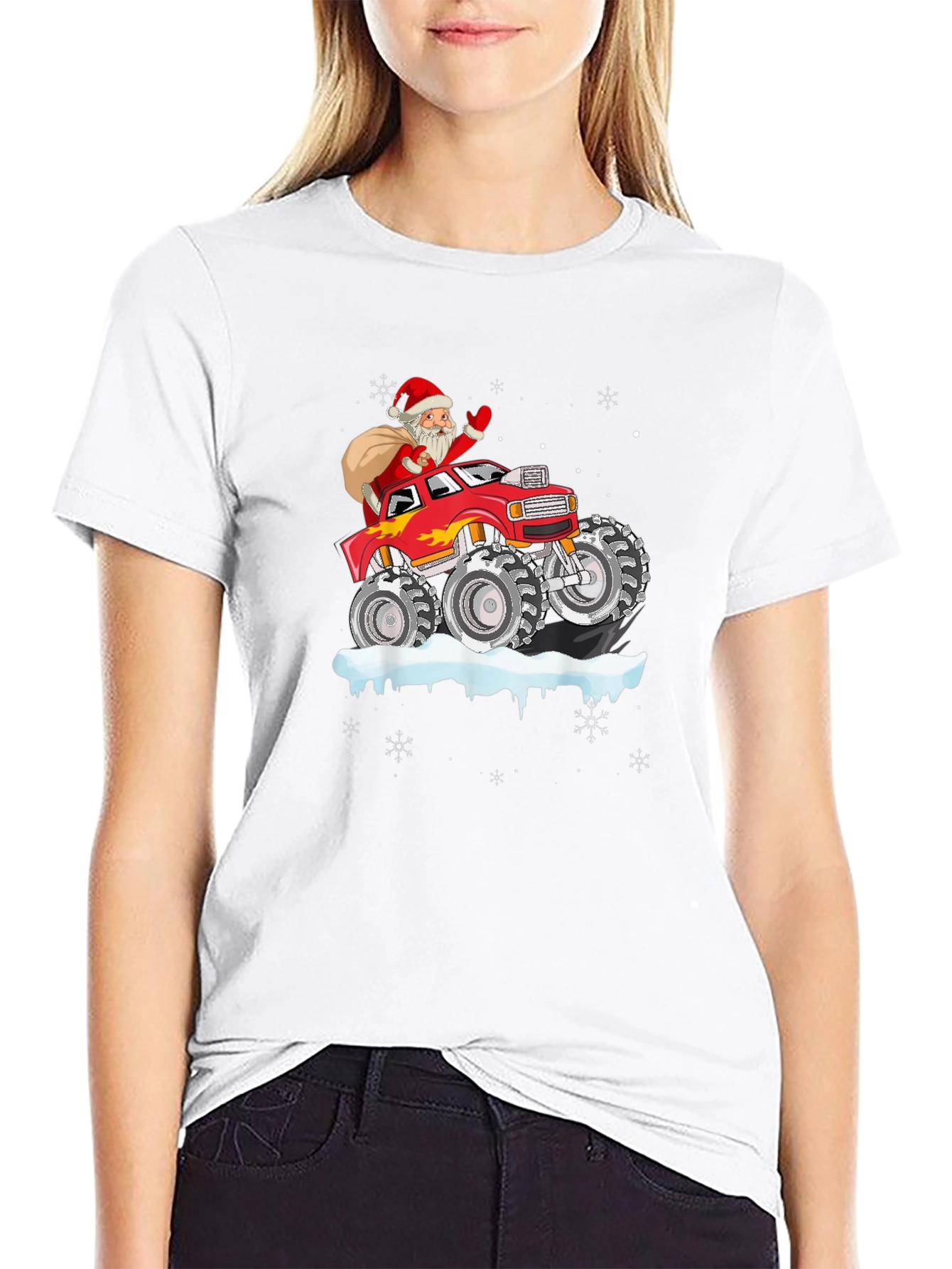 Santa Monster Truck Christmas T-Shirt