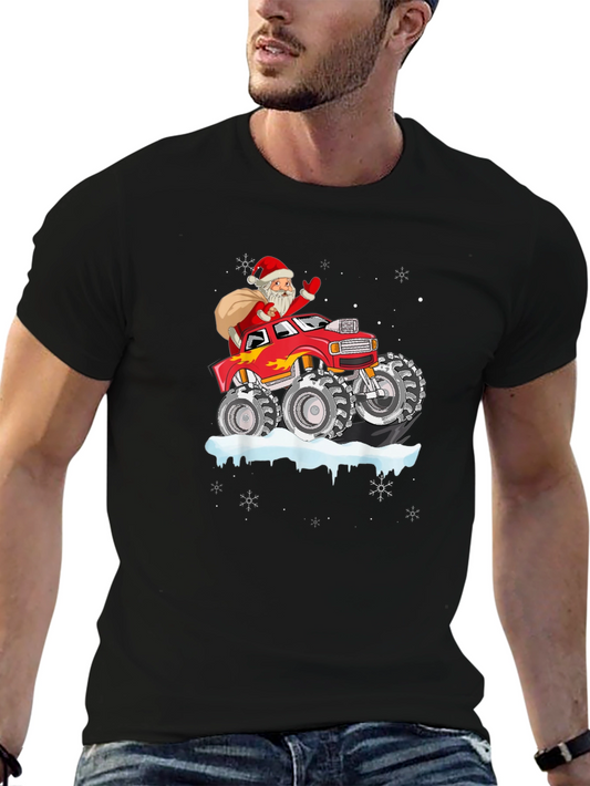 Santa Monster Truck Christmas T-Shirt