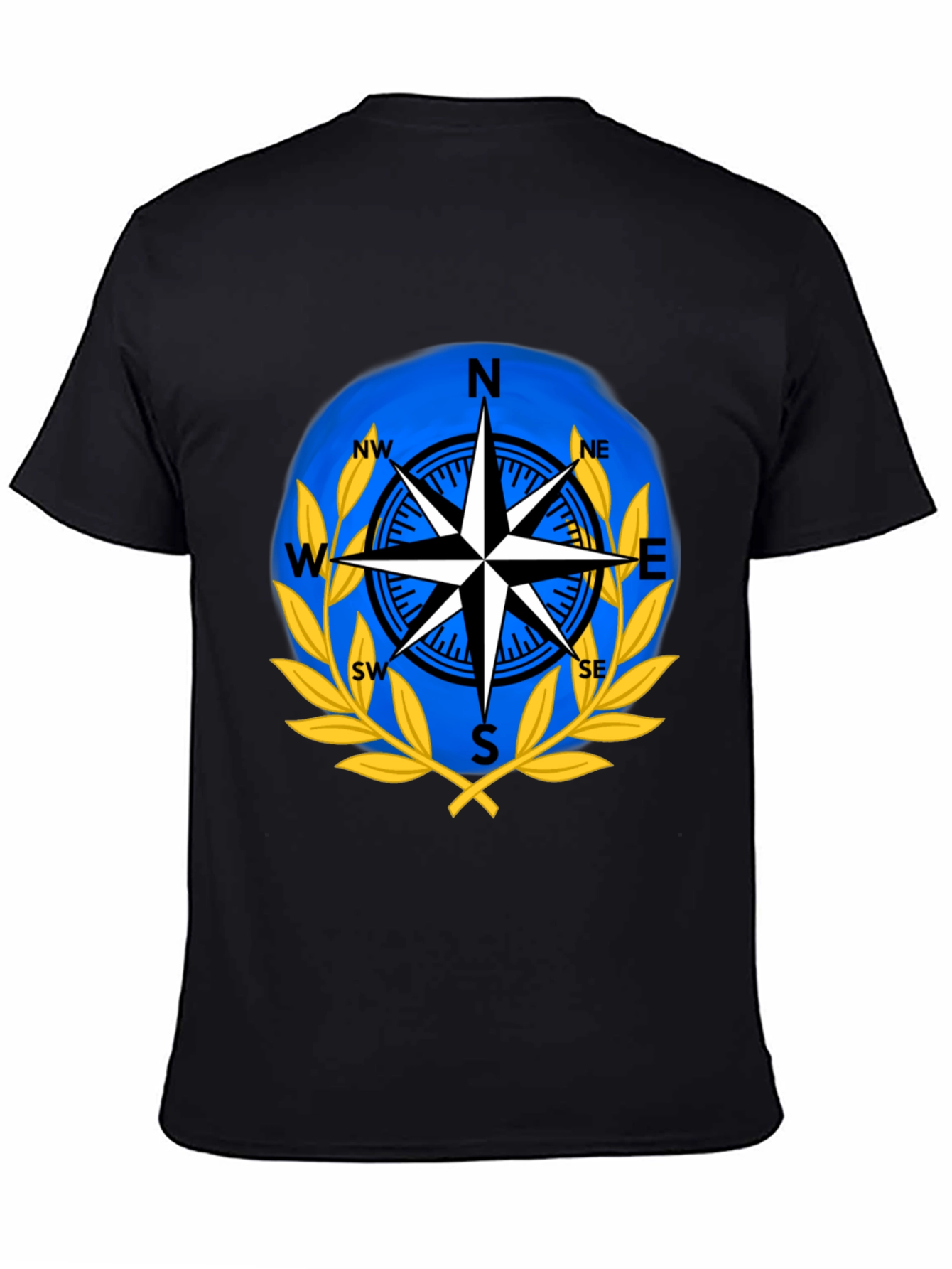 Compass Rose Graphic T-Shirt - Black Cotton Blend