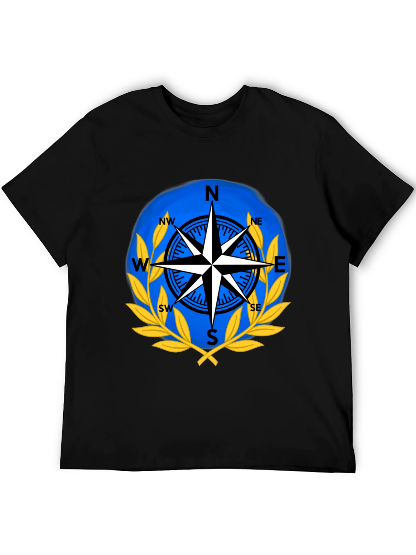 Compass Rose Graphic T-Shirt - Black Cotton Blend