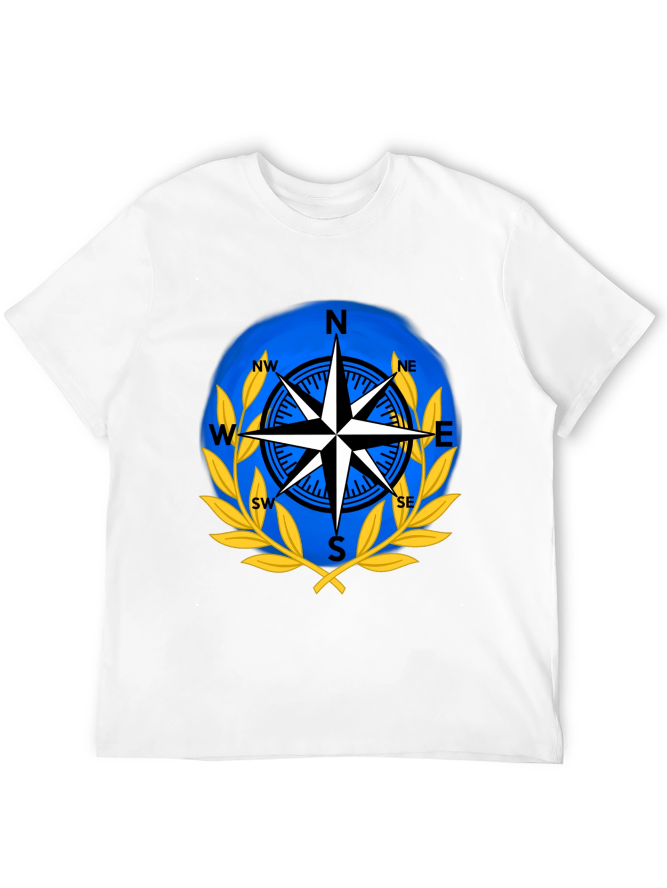 Compass Rose Graphic T-Shirt - Black Cotton Blend