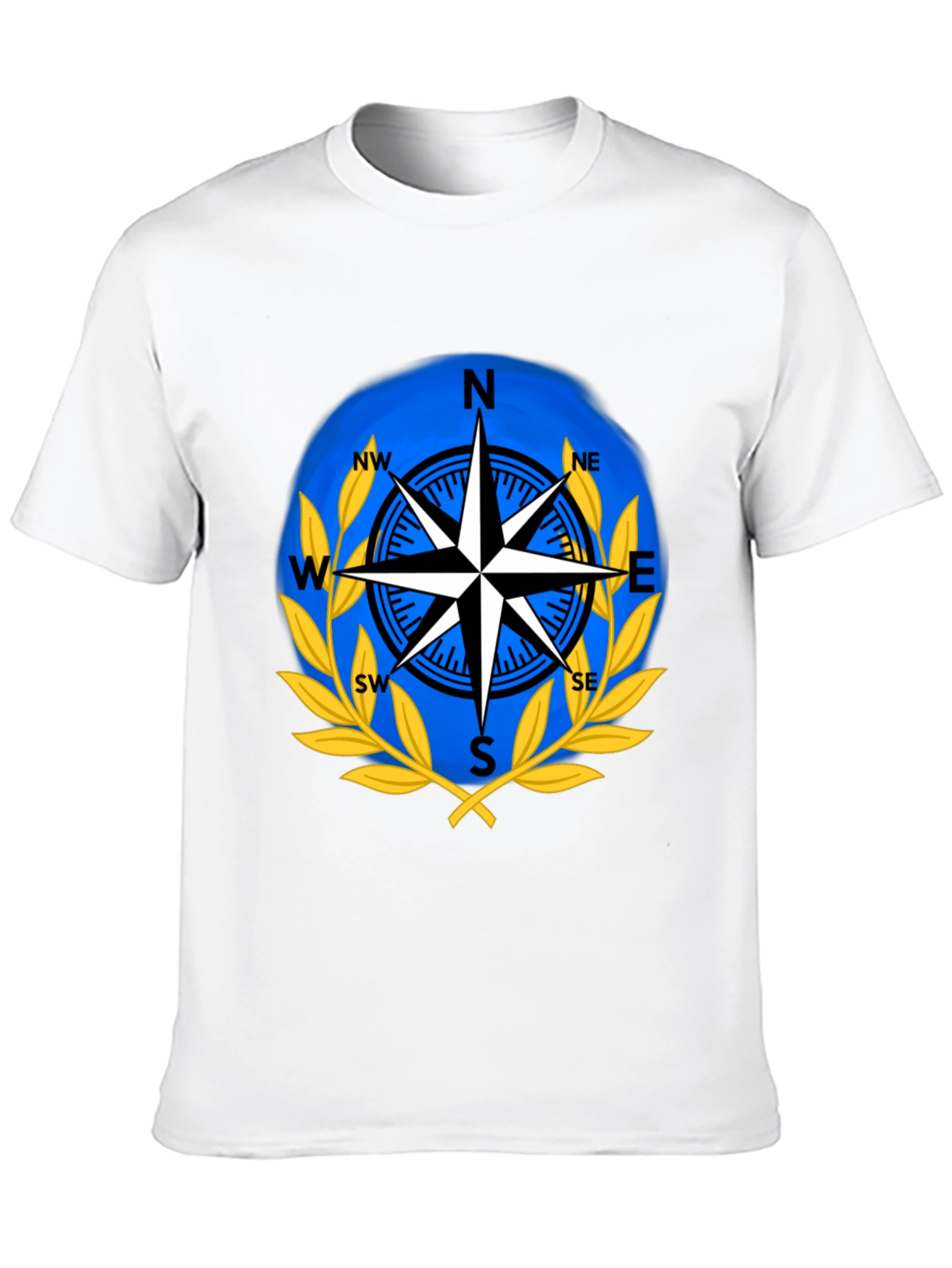 Compass Rose Graphic T-Shirt - Black Cotton Blend