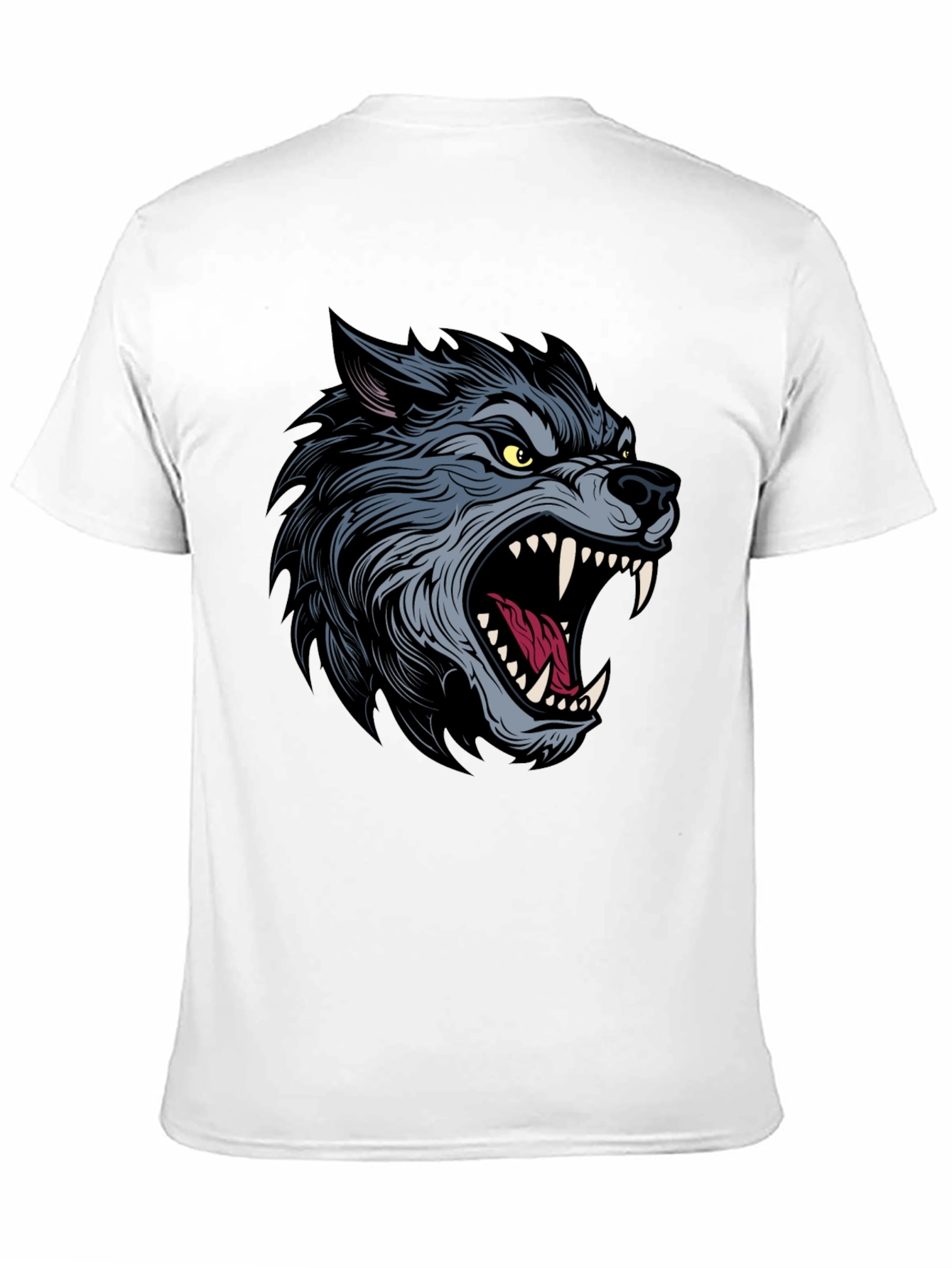 Mens Black T-Shirt with Wolf Graphic