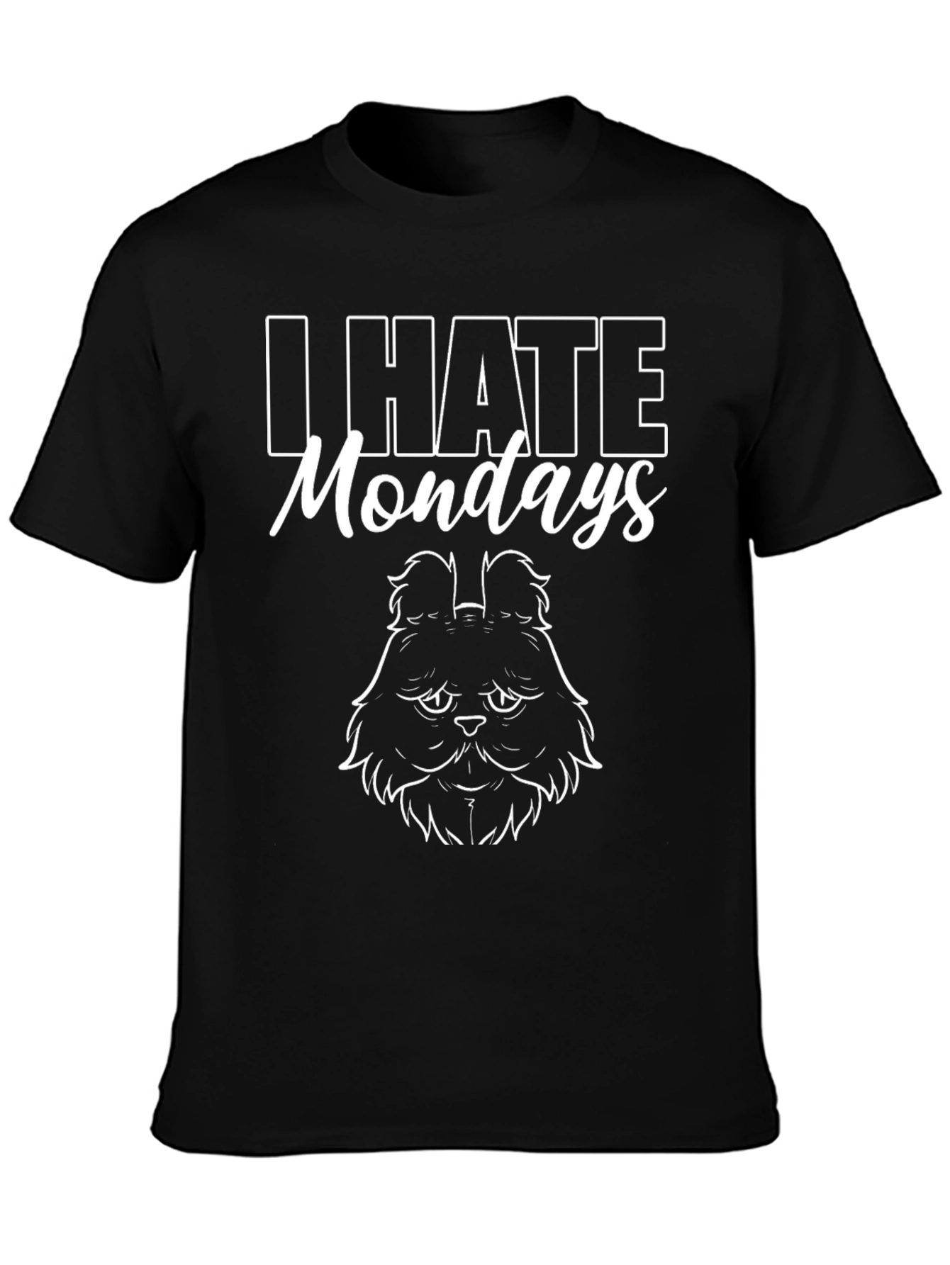 I Hate Mondays Cat T-Shirt - Black