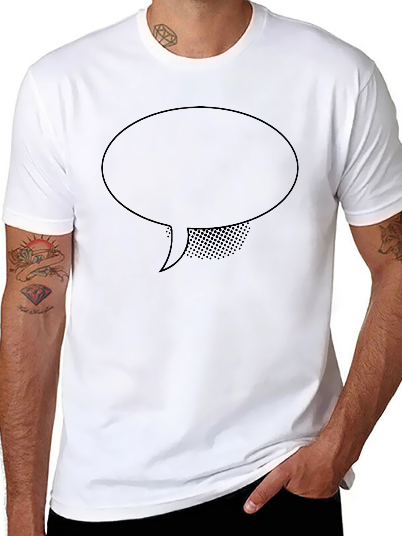 Statement T-Shirt - Black with Speech Bubble Design