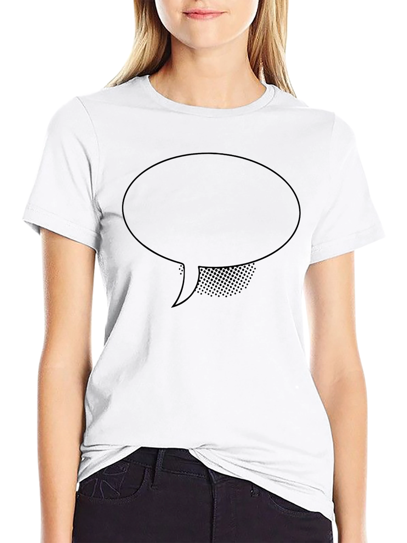 Statement T-Shirt - Black with Speech Bubble Design