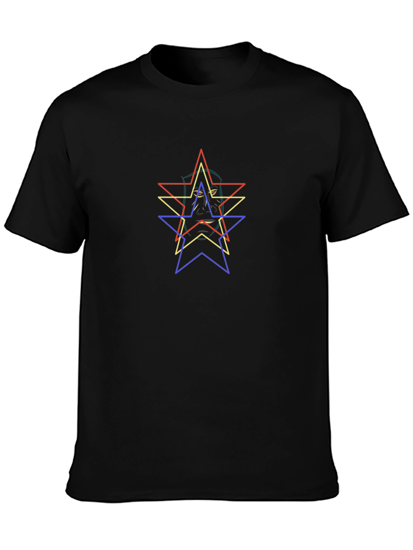 Geometric Star Graphic Tee - Black