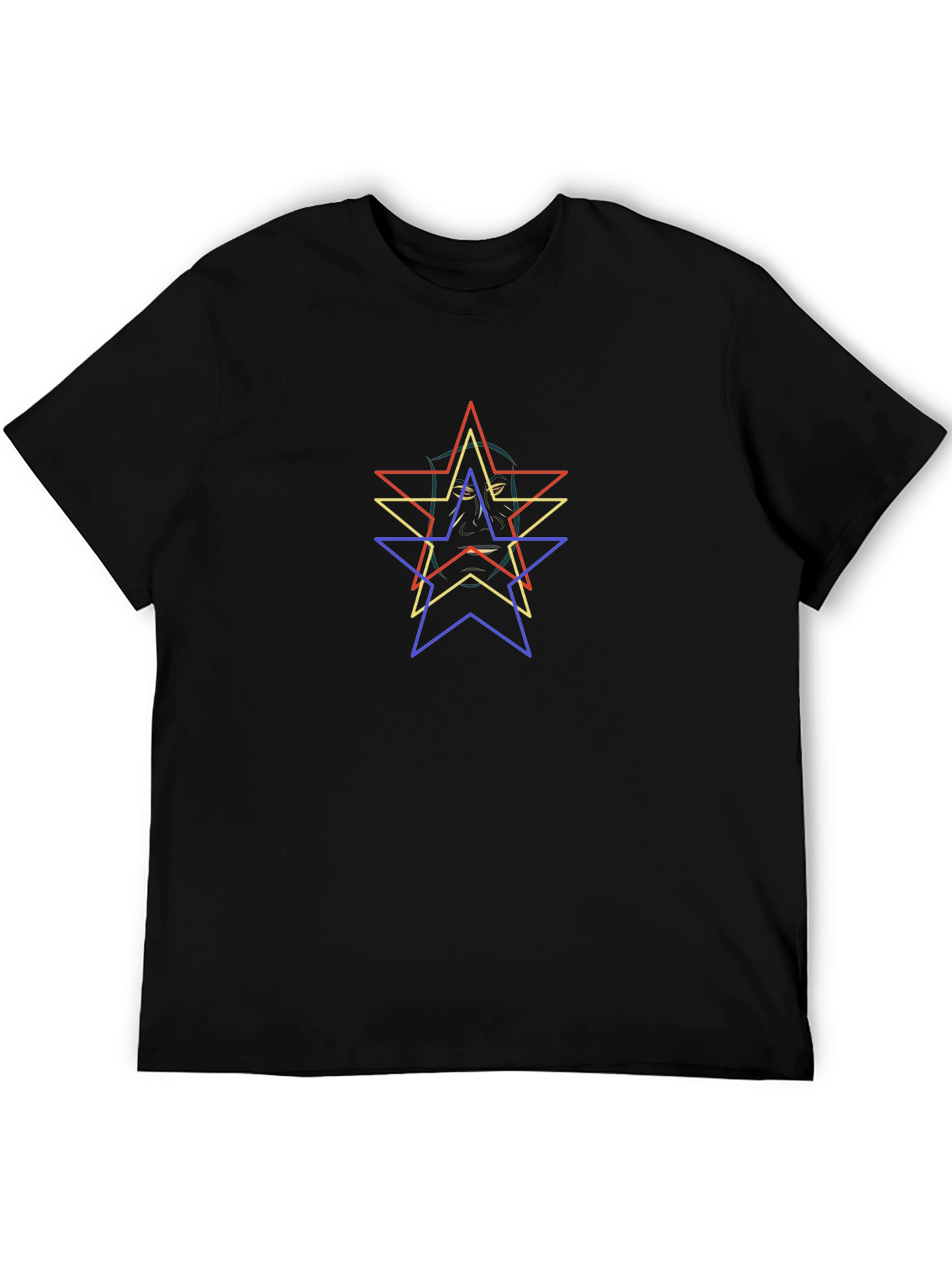 Geometric Star Graphic Tee - Black