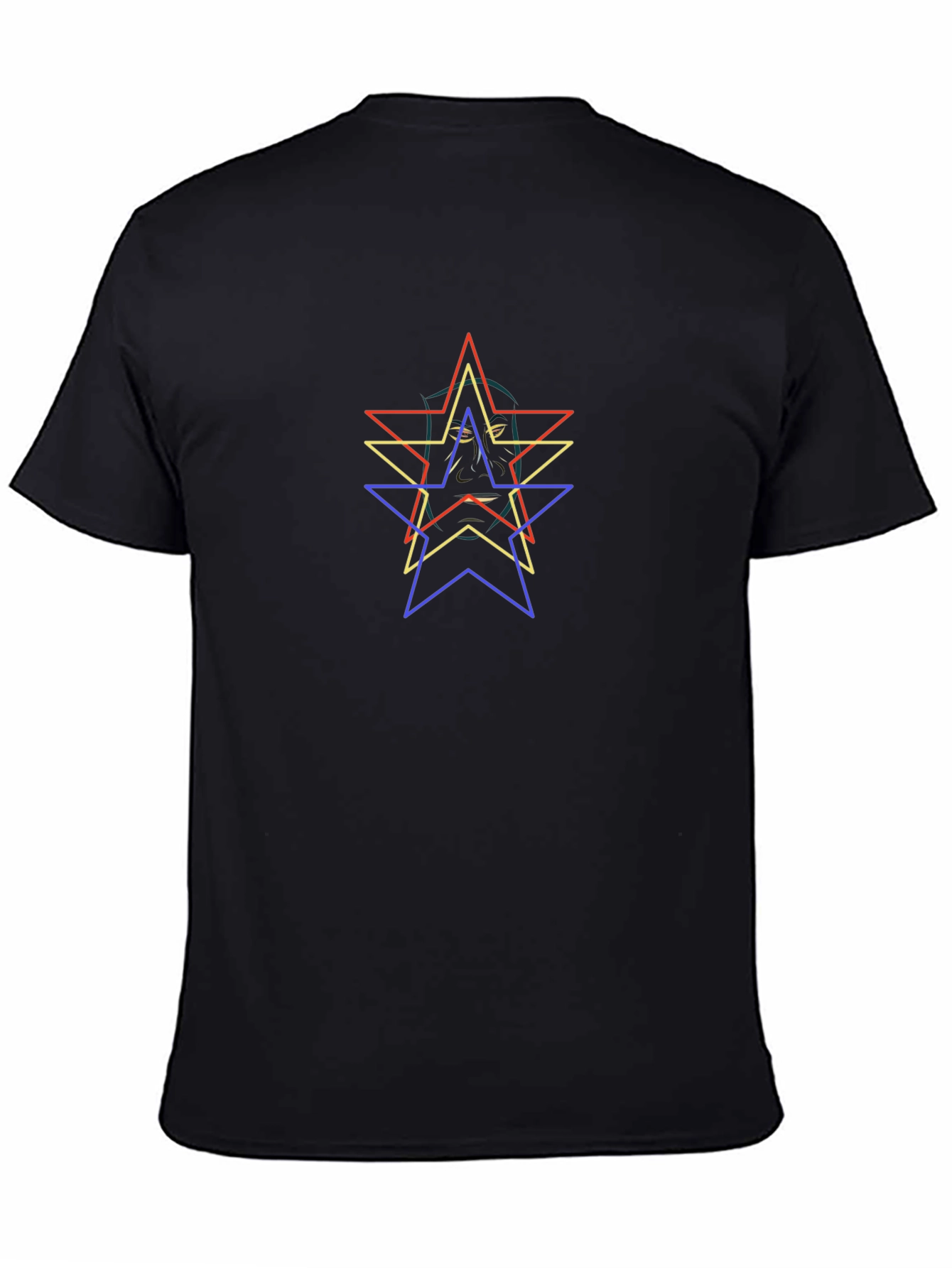 Geometric Star Graphic Tee - Black