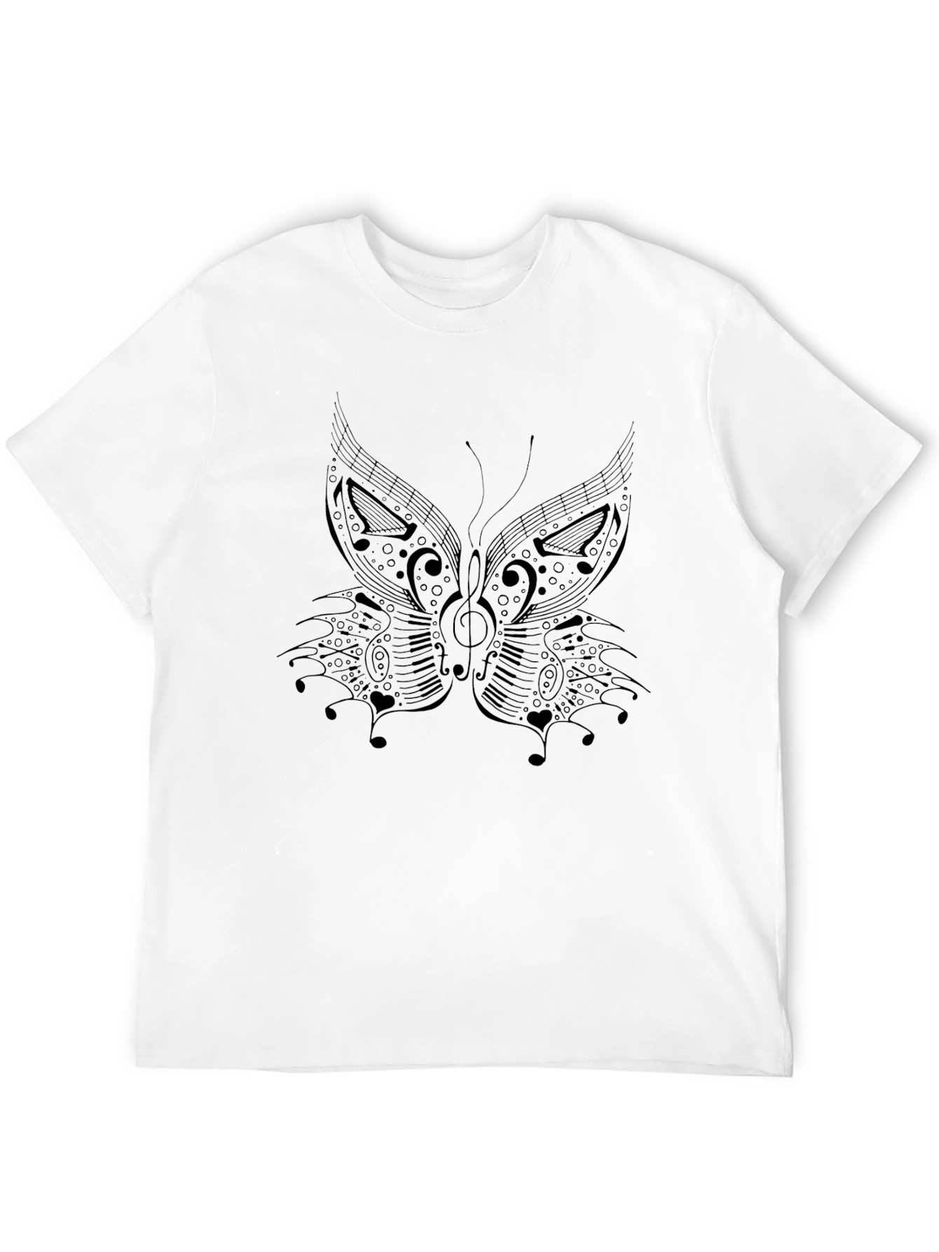 Musical Butterfly Graphic Black T-Shirt