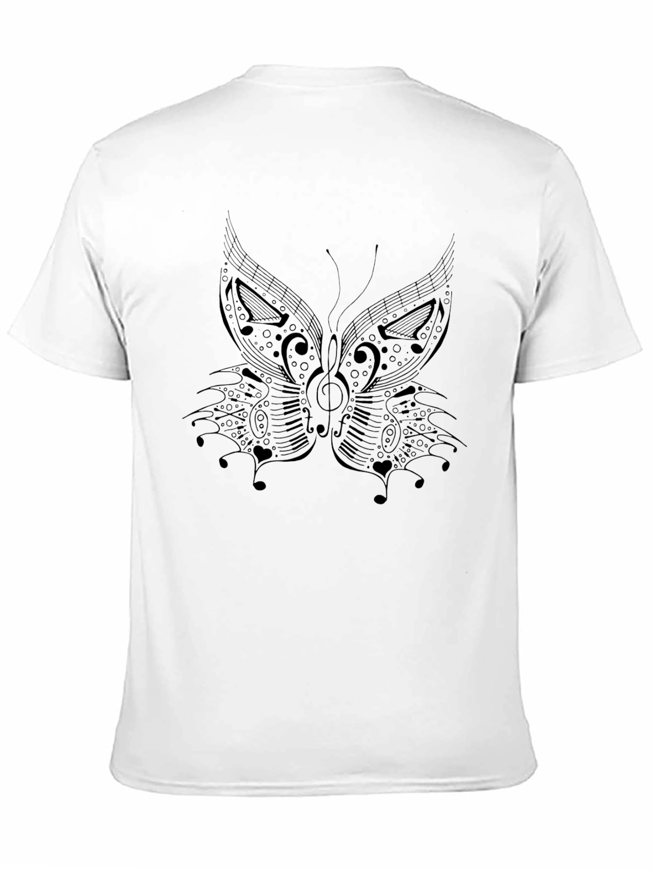 Musical Butterfly Graphic Black T-Shirt