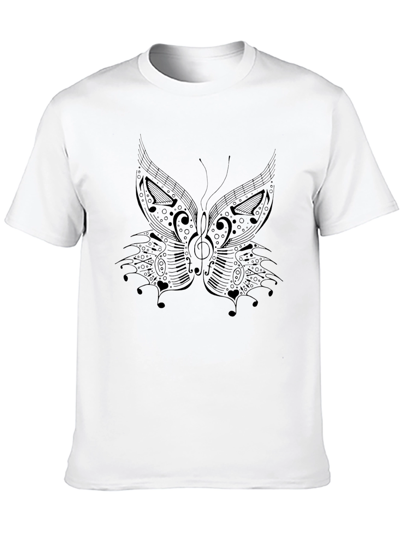 Musical Butterfly Graphic Black T-Shirt
