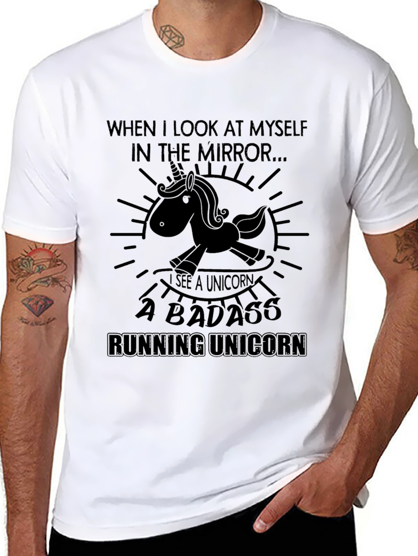 Badass Running Unicorn Graphic Tee
