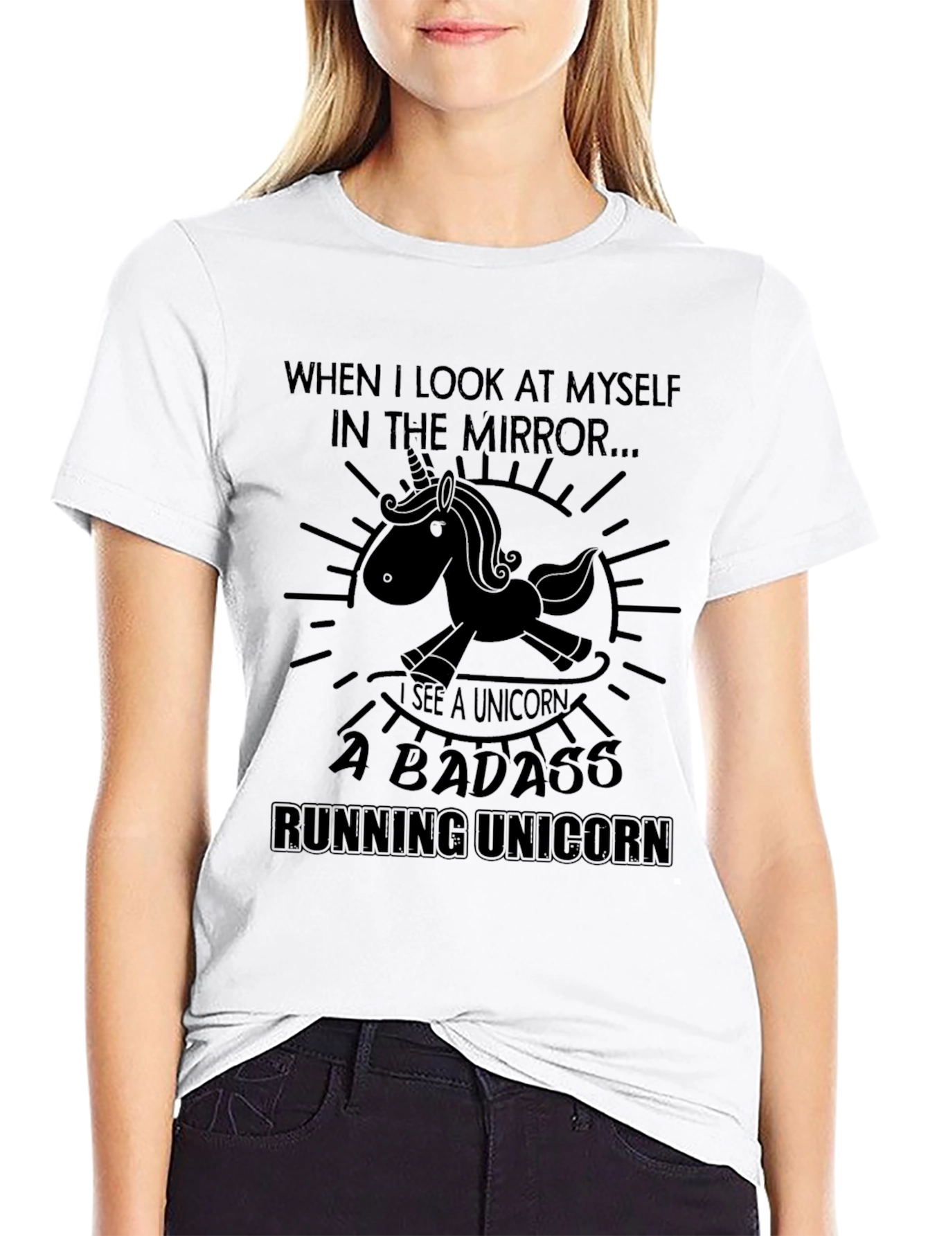 Badass Running Unicorn Graphic Tee