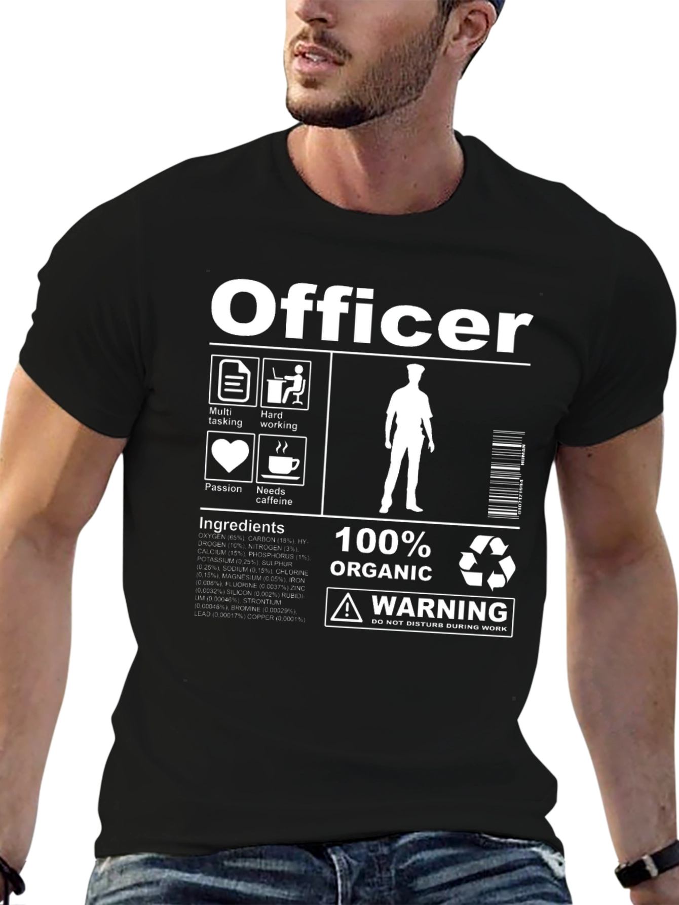 Humorous Officer Graphic Print Tee