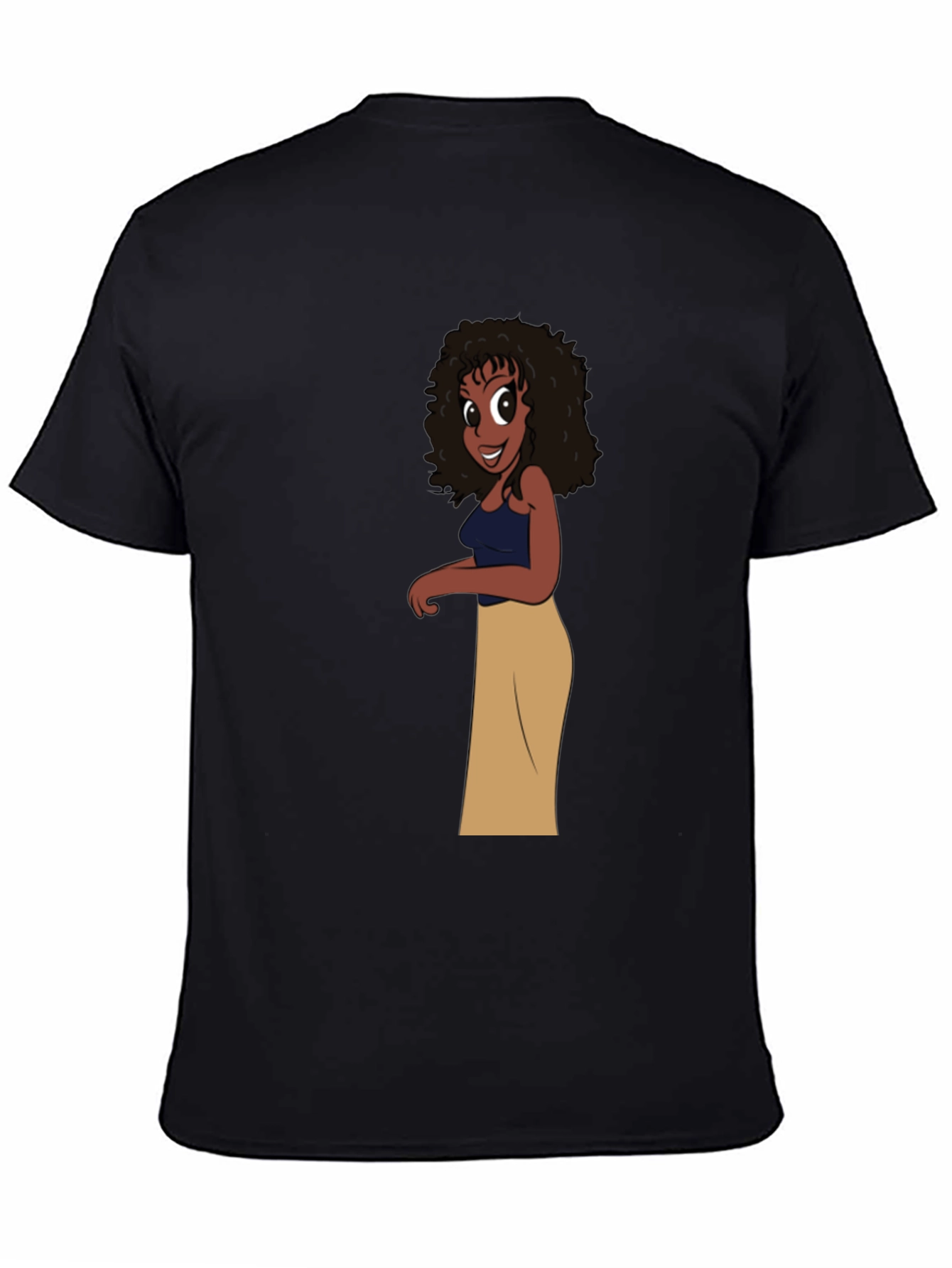 Cartoon Girl Graphic Black T-Shirt