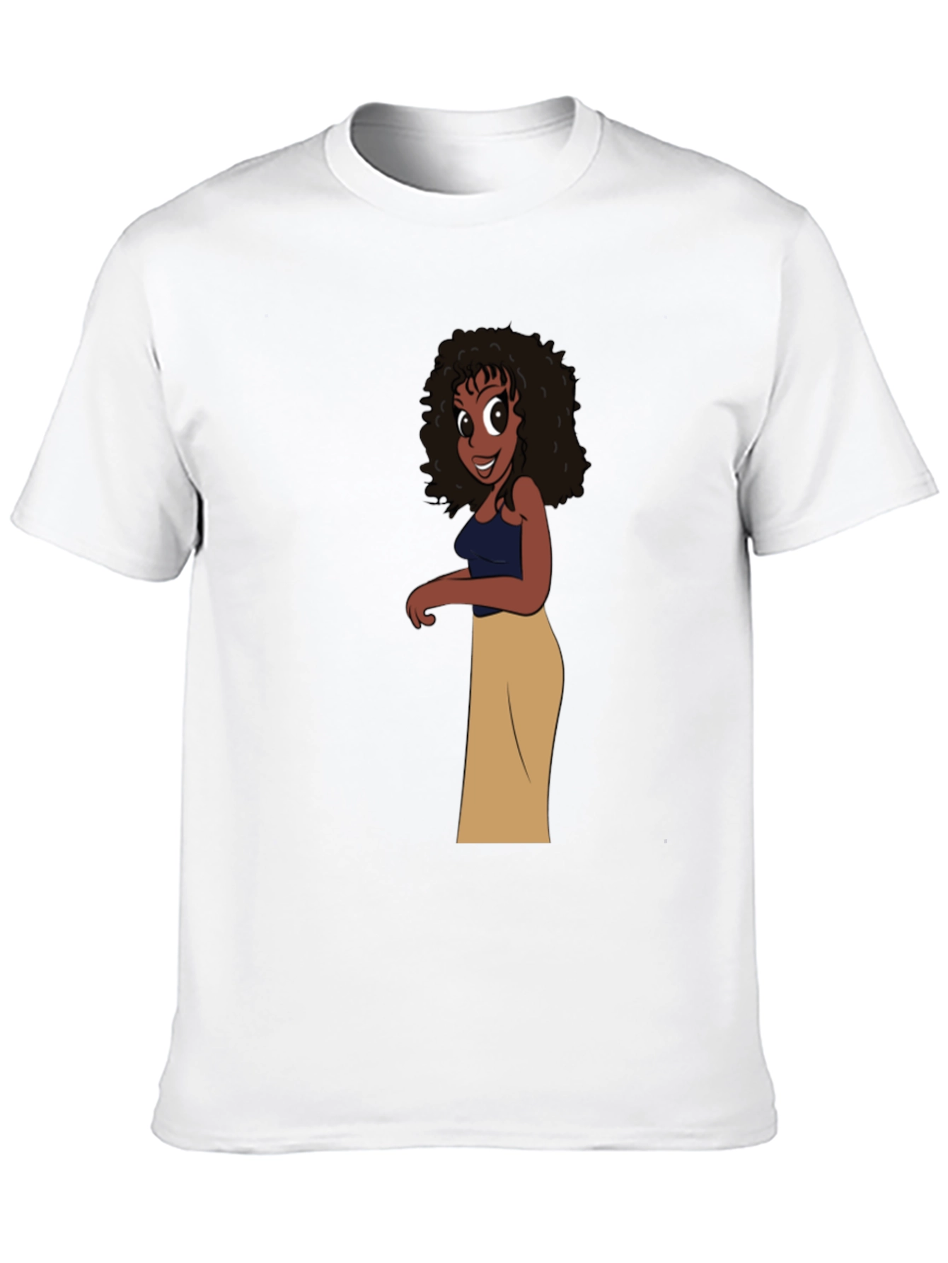 Cartoon Girl Graphic Black T-Shirt