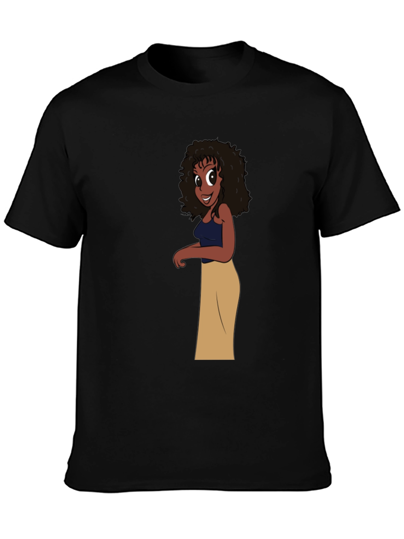 Cartoon Girl Graphic Black T-Shirt