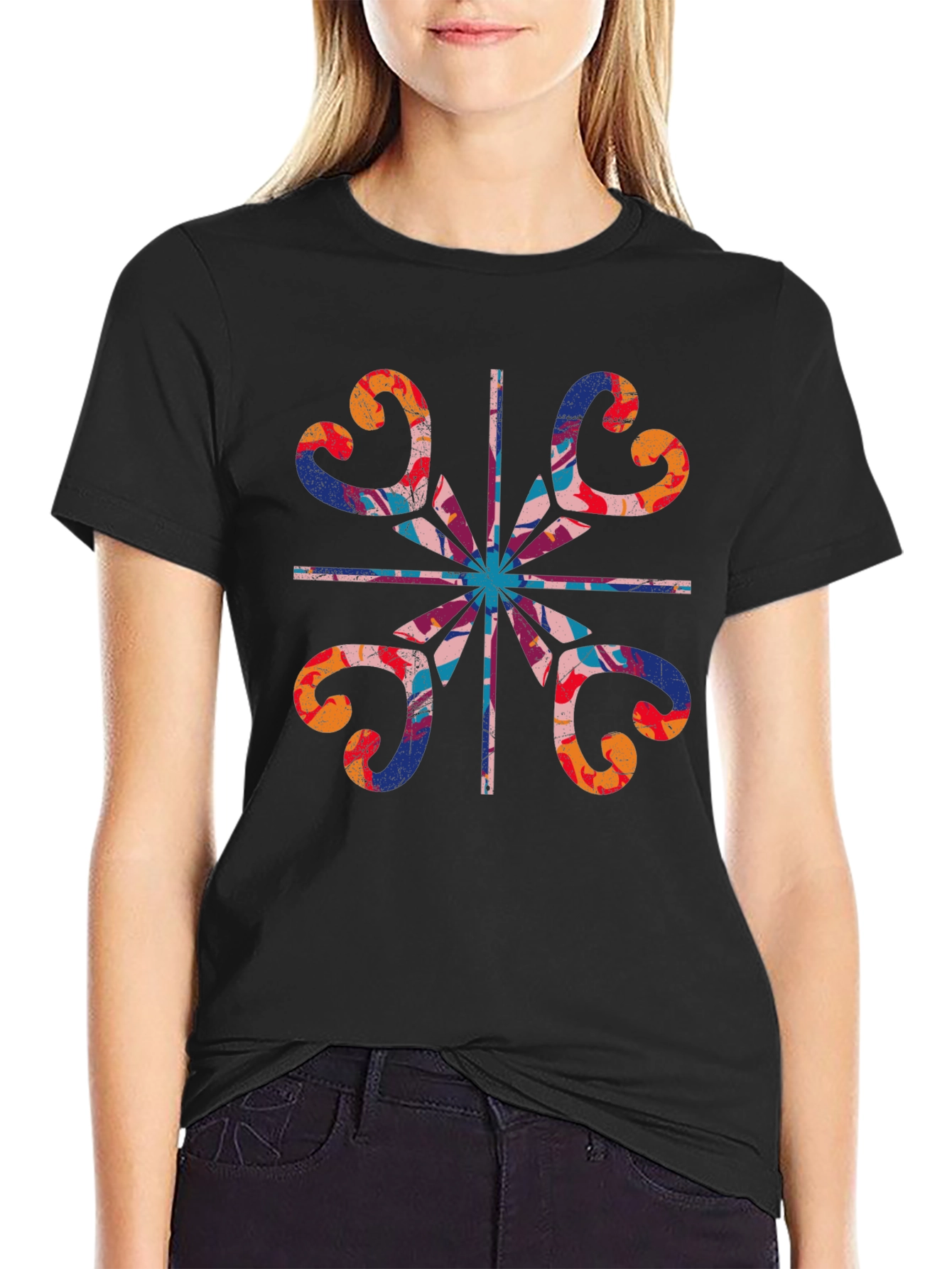 Abstract Floral Graphic Tee - Stylish Mens T-Shirt