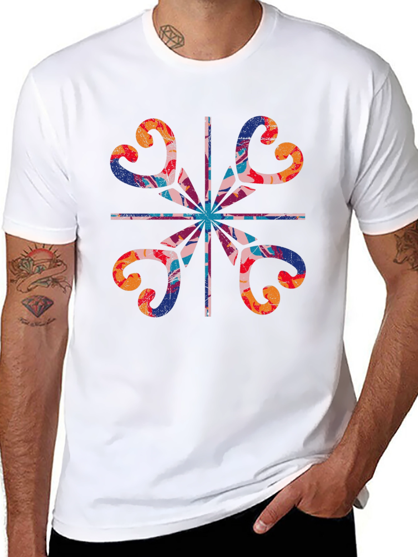 Abstract Floral Graphic Tee - Stylish Mens T-Shirt