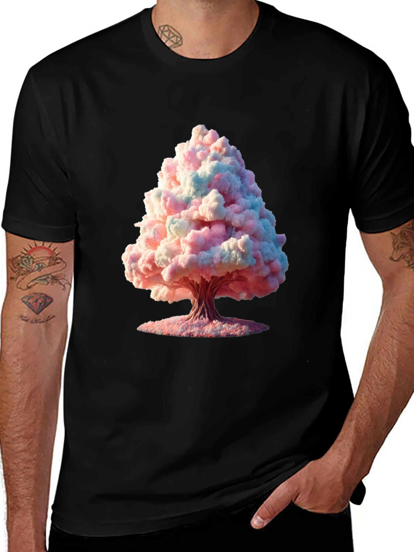 Cotton Candy Tree Graphic Black Tee