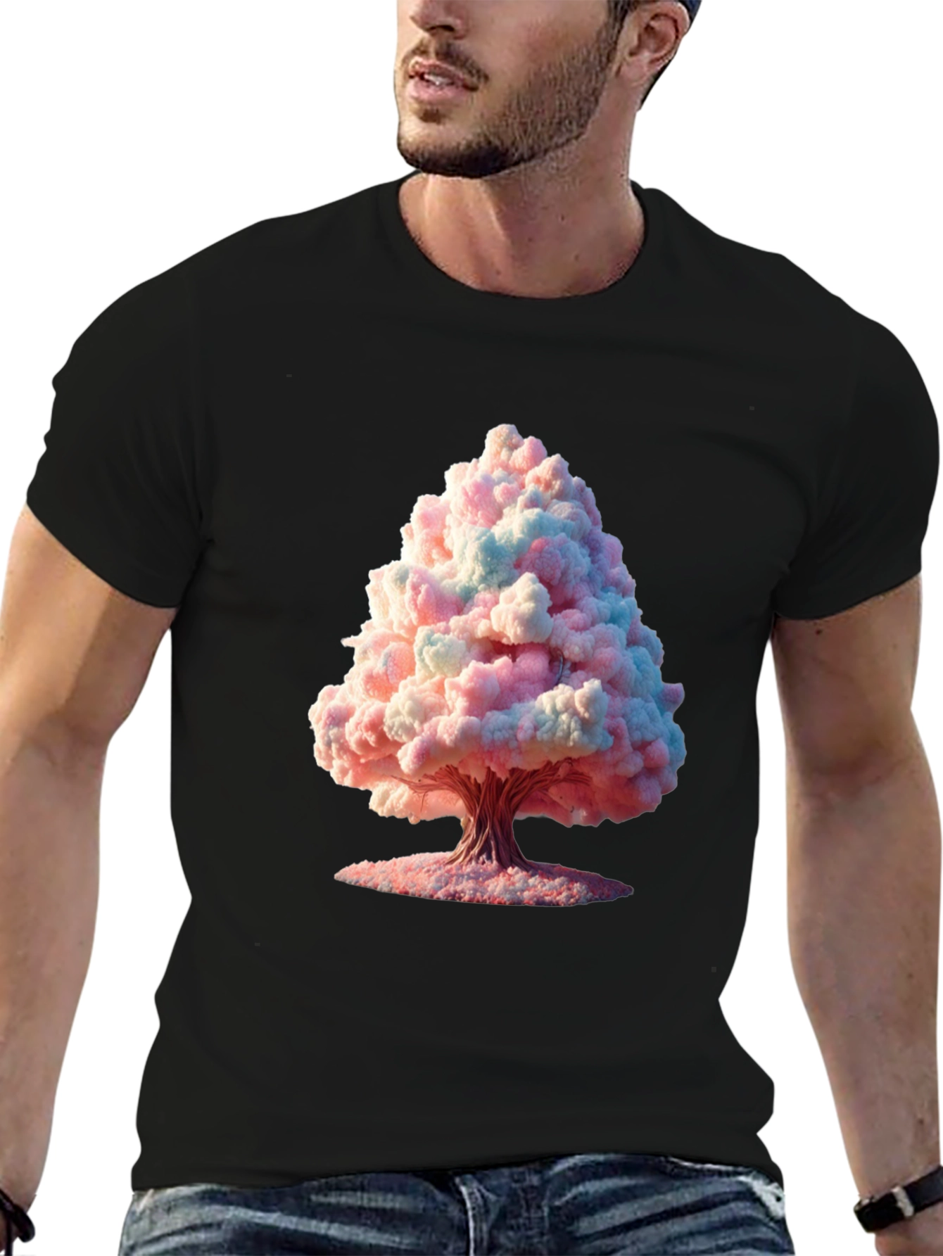 Cotton Candy Tree Graphic Black Tee