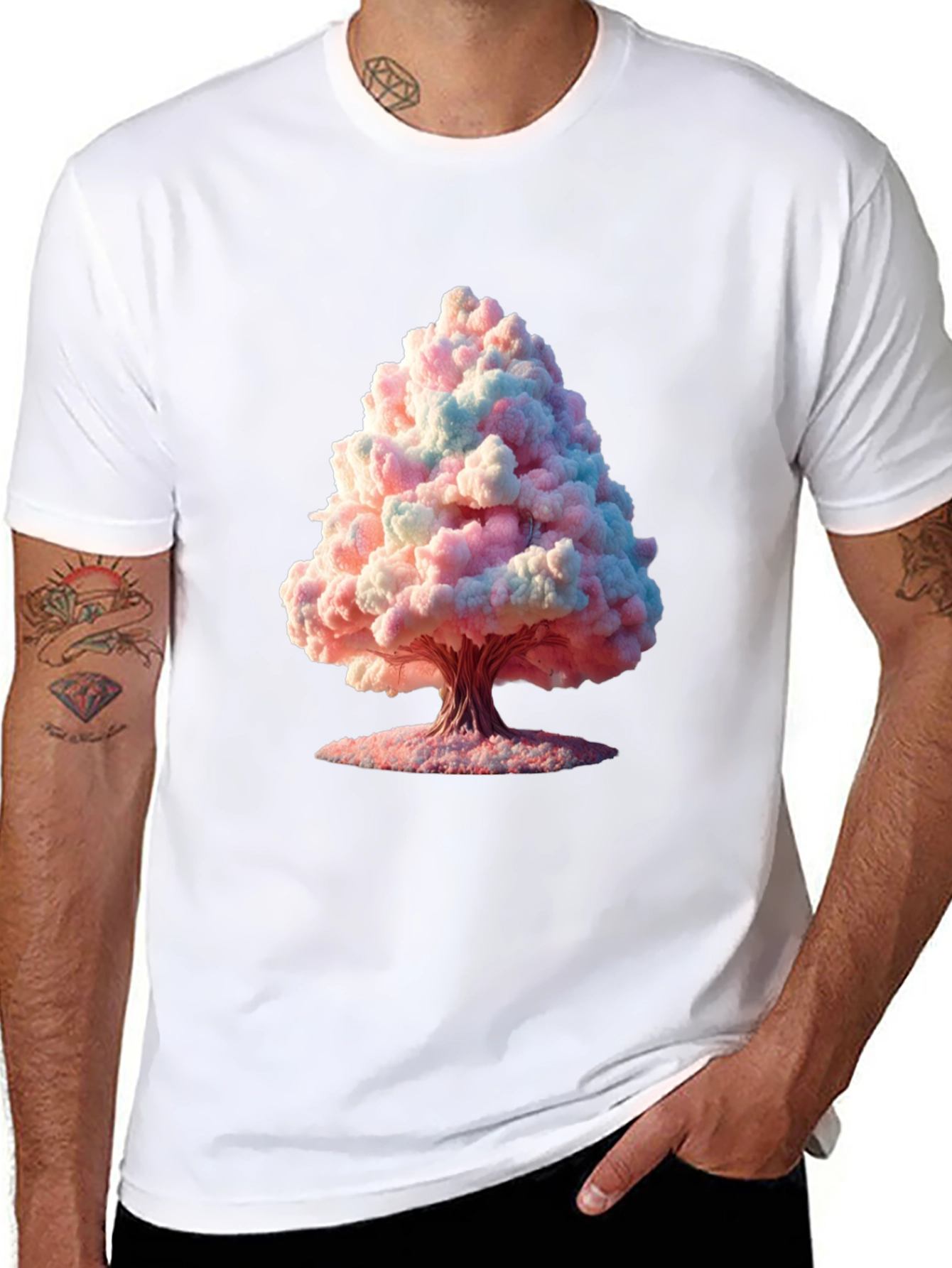 Cotton Candy Tree Graphic Black Tee