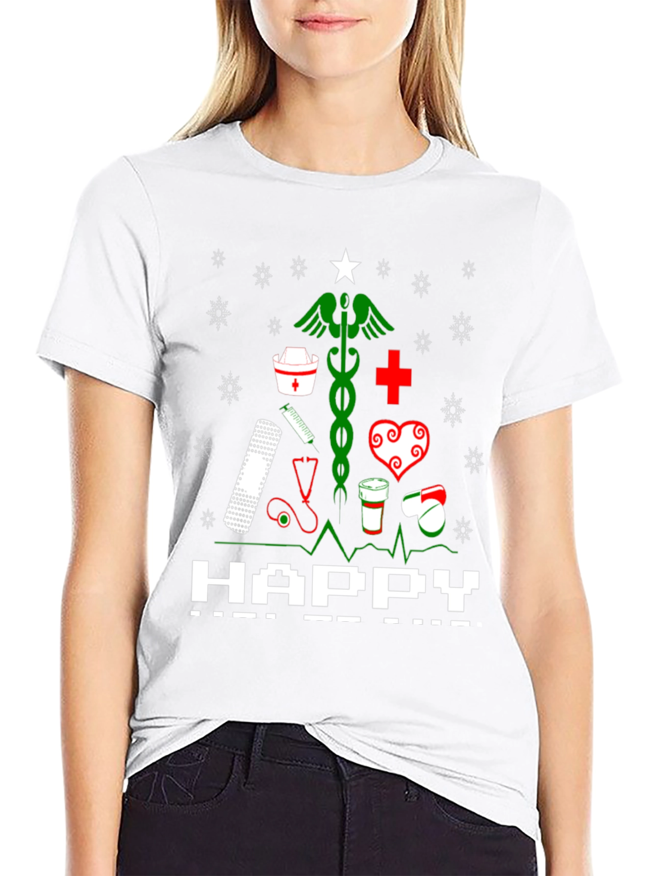 Nurse Christmas Tree Graphic T-Shirt