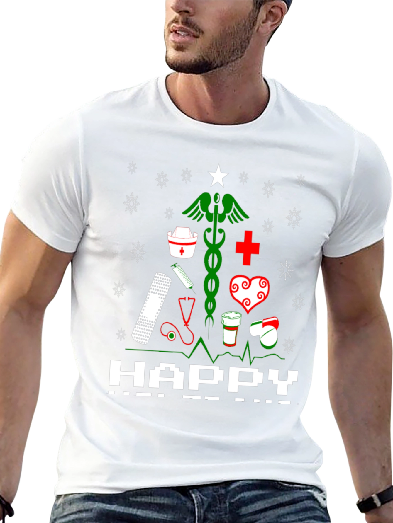 Nurse Christmas Tree Graphic T-Shirt