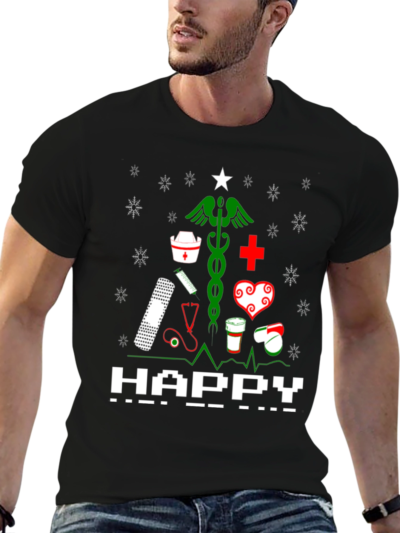 Nurse Christmas Tree Graphic T-Shirt
