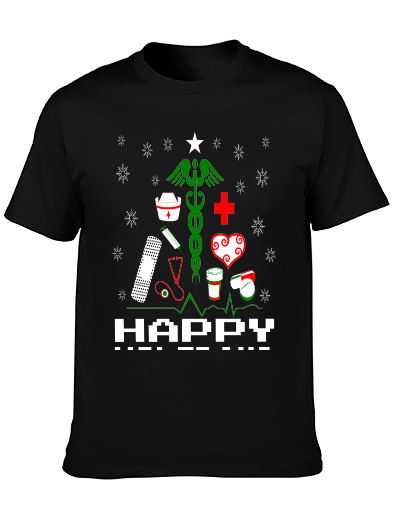 Nurse Christmas Tree Graphic T-Shirt