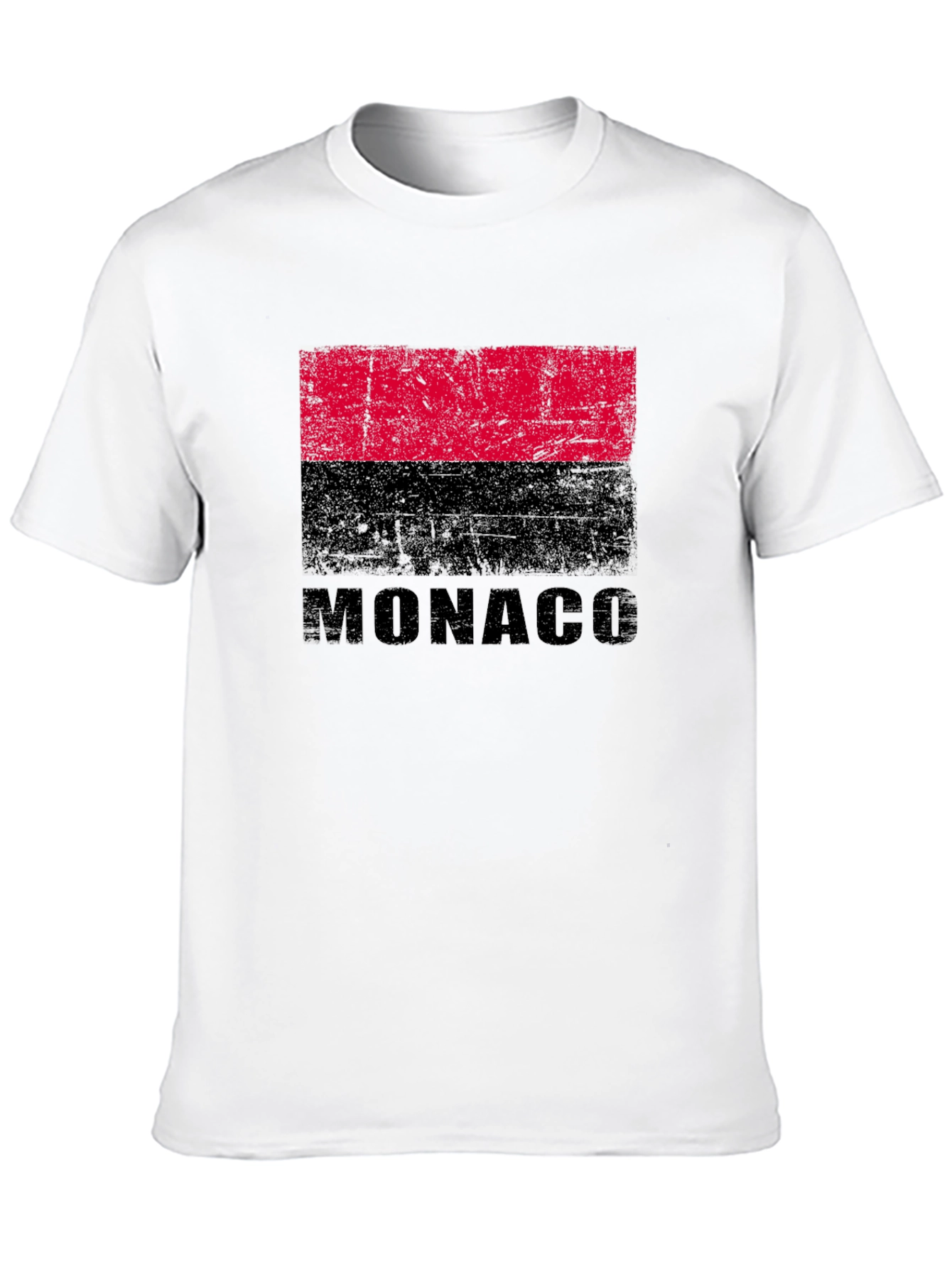 Monaco Flag Graphic T-Shirt - Distressed Design
