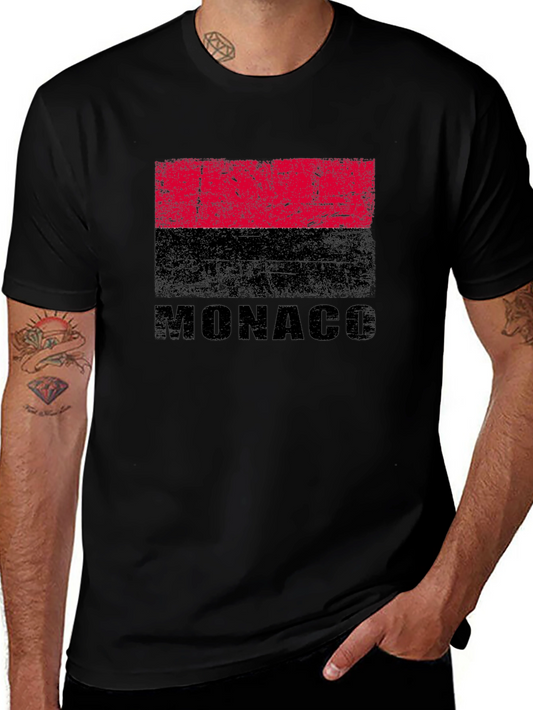 Monaco Flag Graphic T-Shirt - Distressed Design