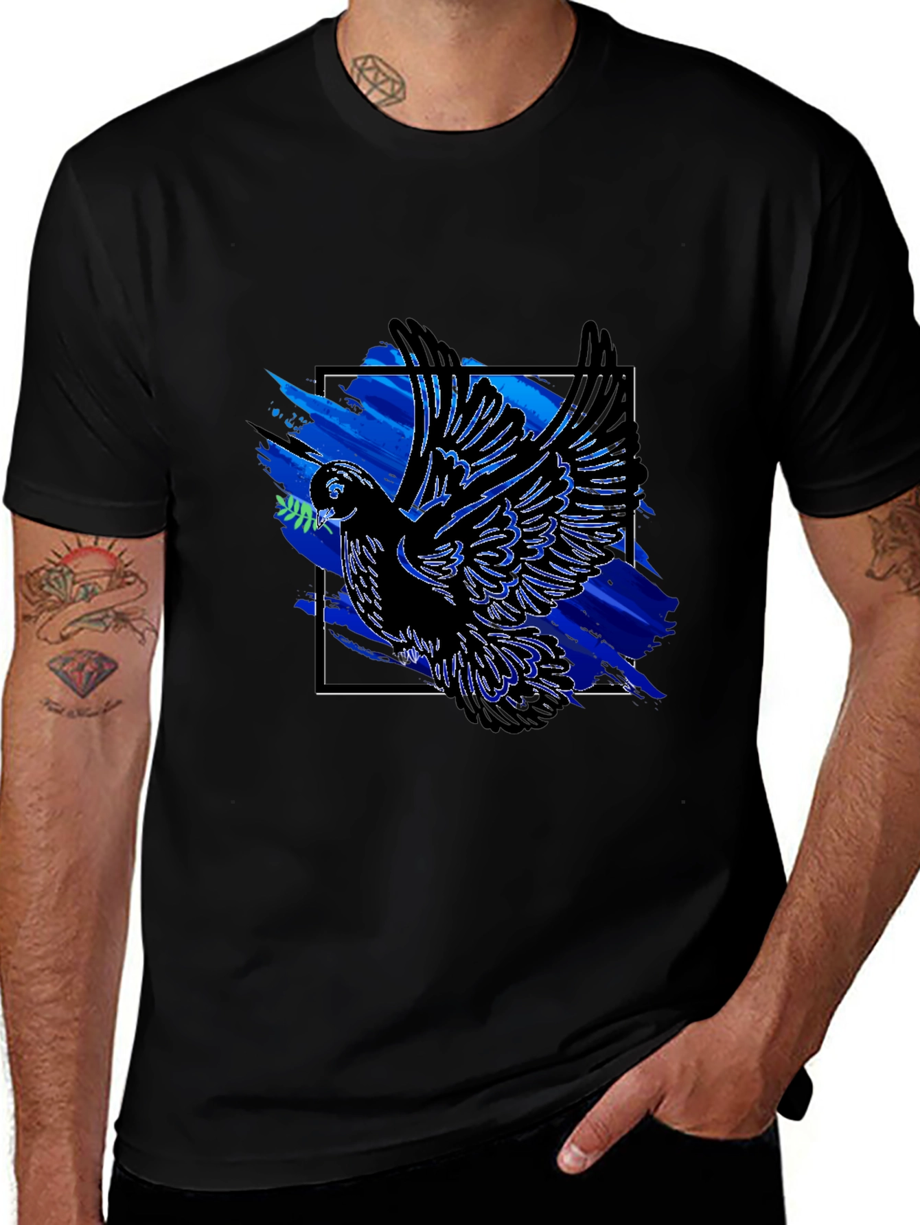 Peace Dove Graphic Tee - Mens Black T-Shirt
