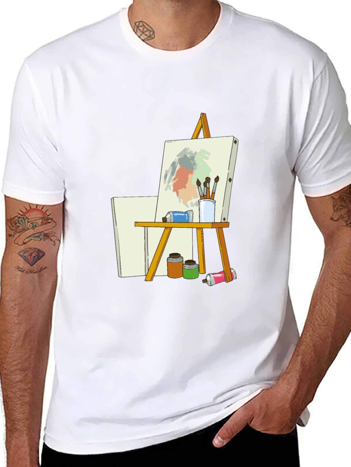 Artist Easel Graphic Tee - Black Cotton Blend