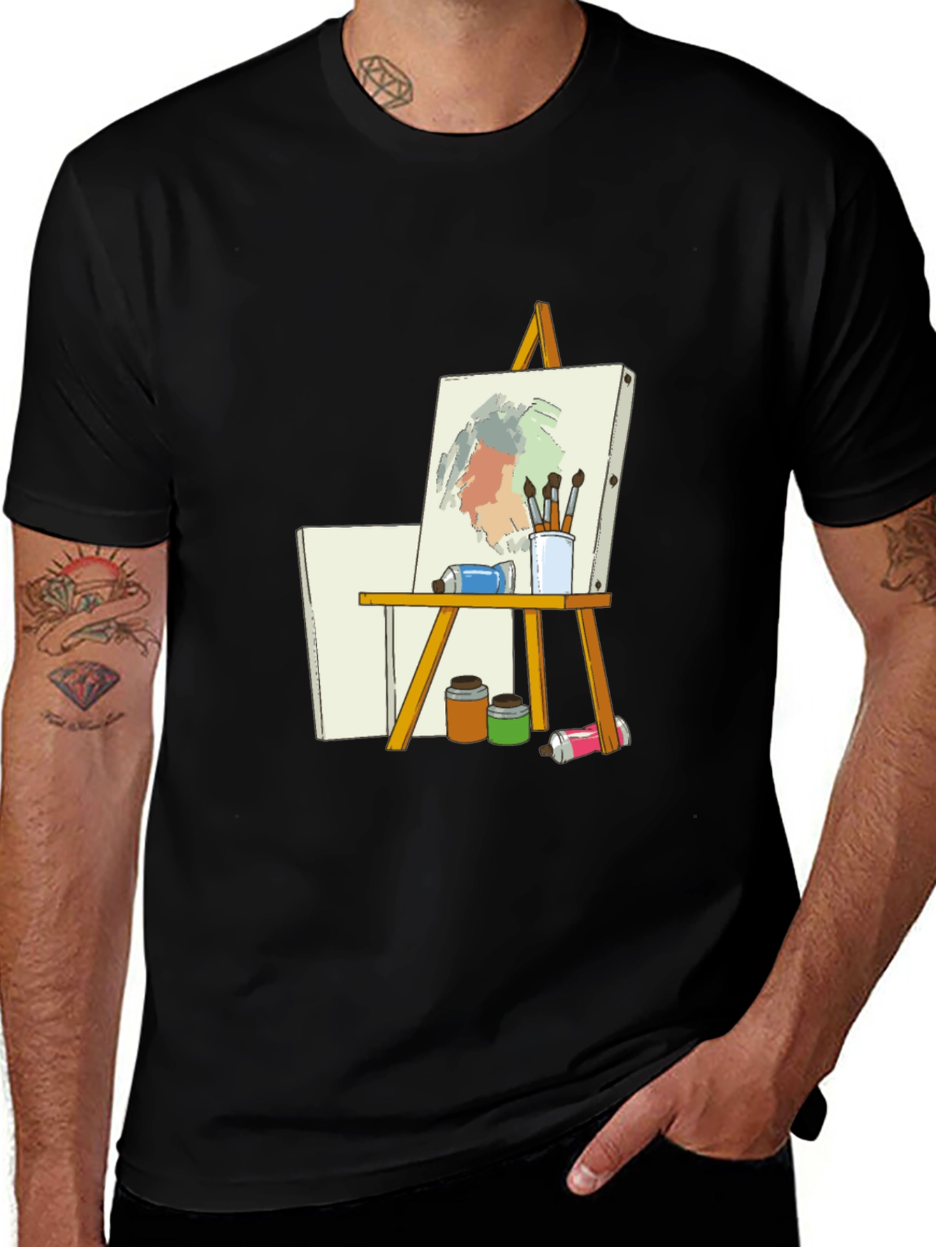 Artist Easel Graphic Tee - Black Cotton Blend