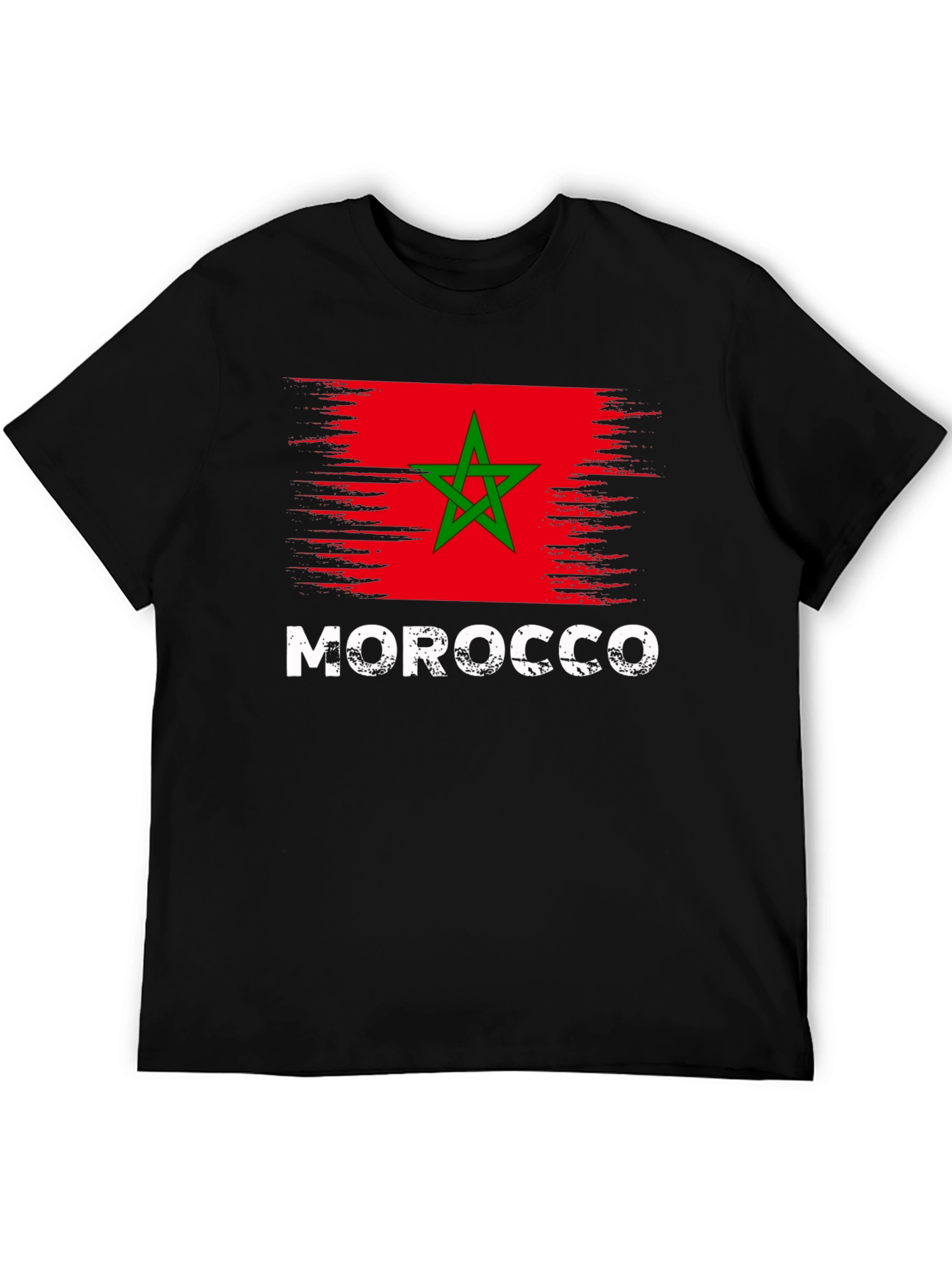 Morocco Flag Graphic Black T-Shirt