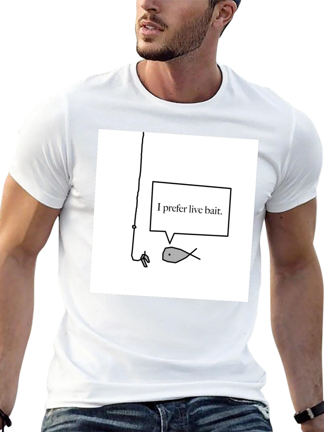 Live Bait Fish Graphic Tee - Black Cotton Shirt