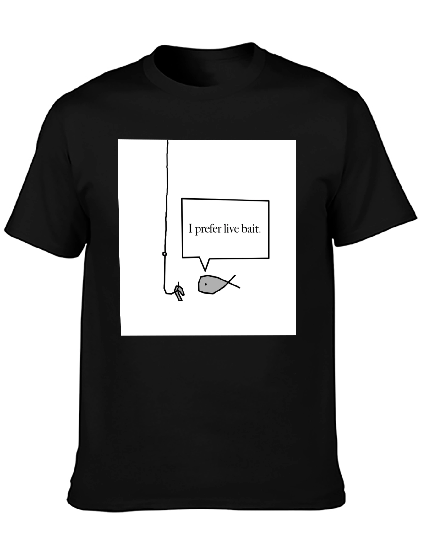 Live Bait Fish Graphic Tee - Black Cotton Shirt
