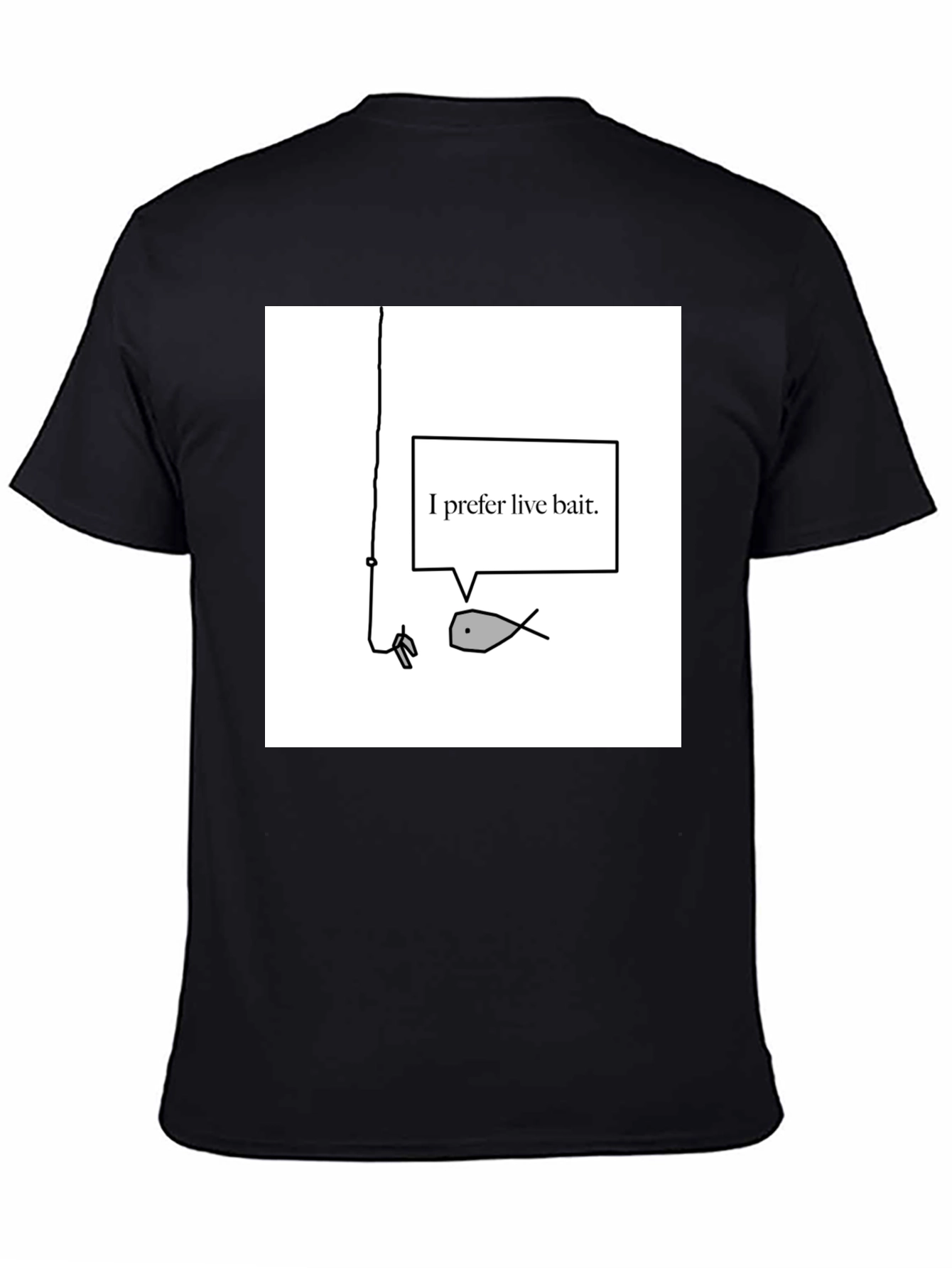 Live Bait Fish Graphic Tee - Black Cotton Shirt